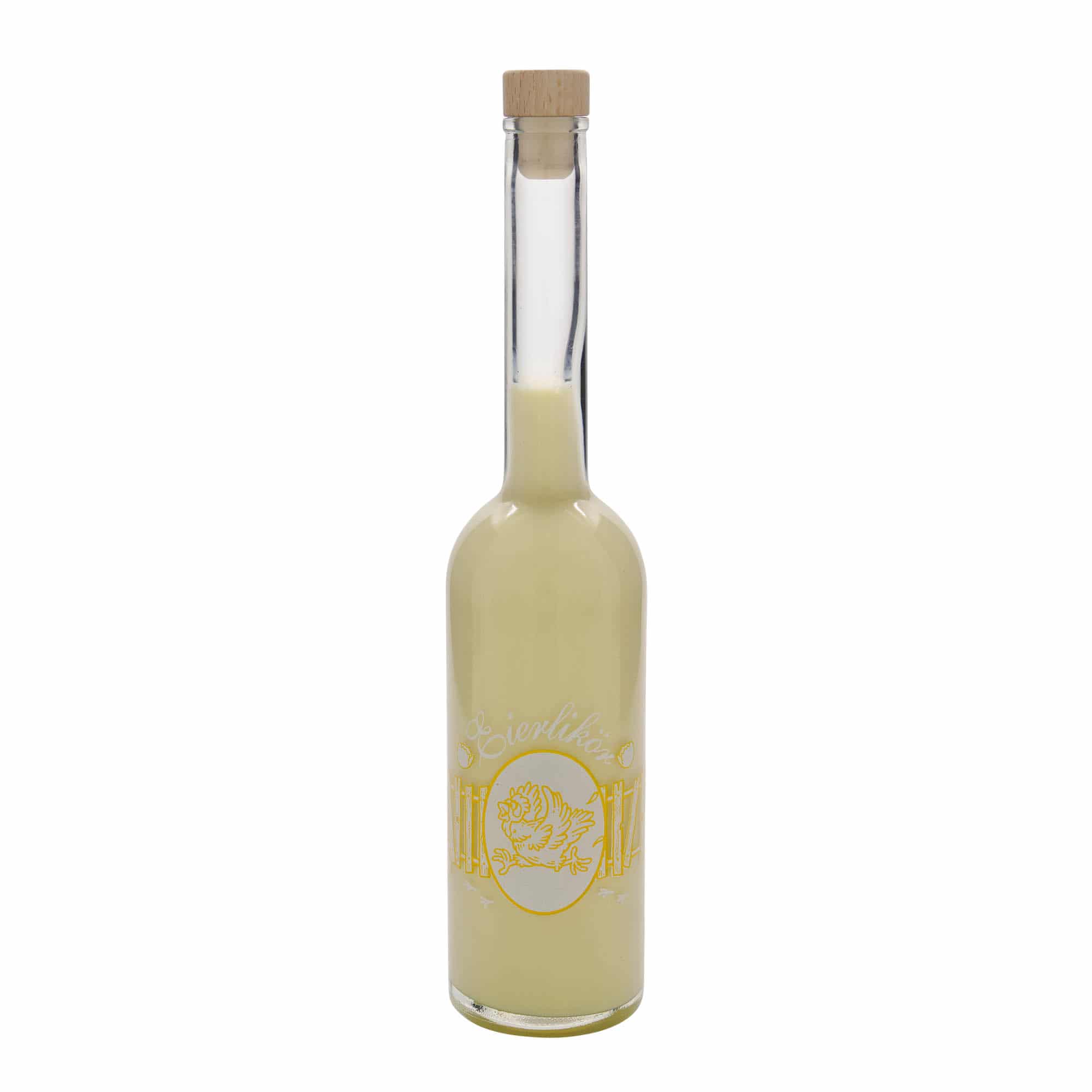 Botella de vidrio de 500 ml «Opera», motivo: licor de huevo, boca: corcho