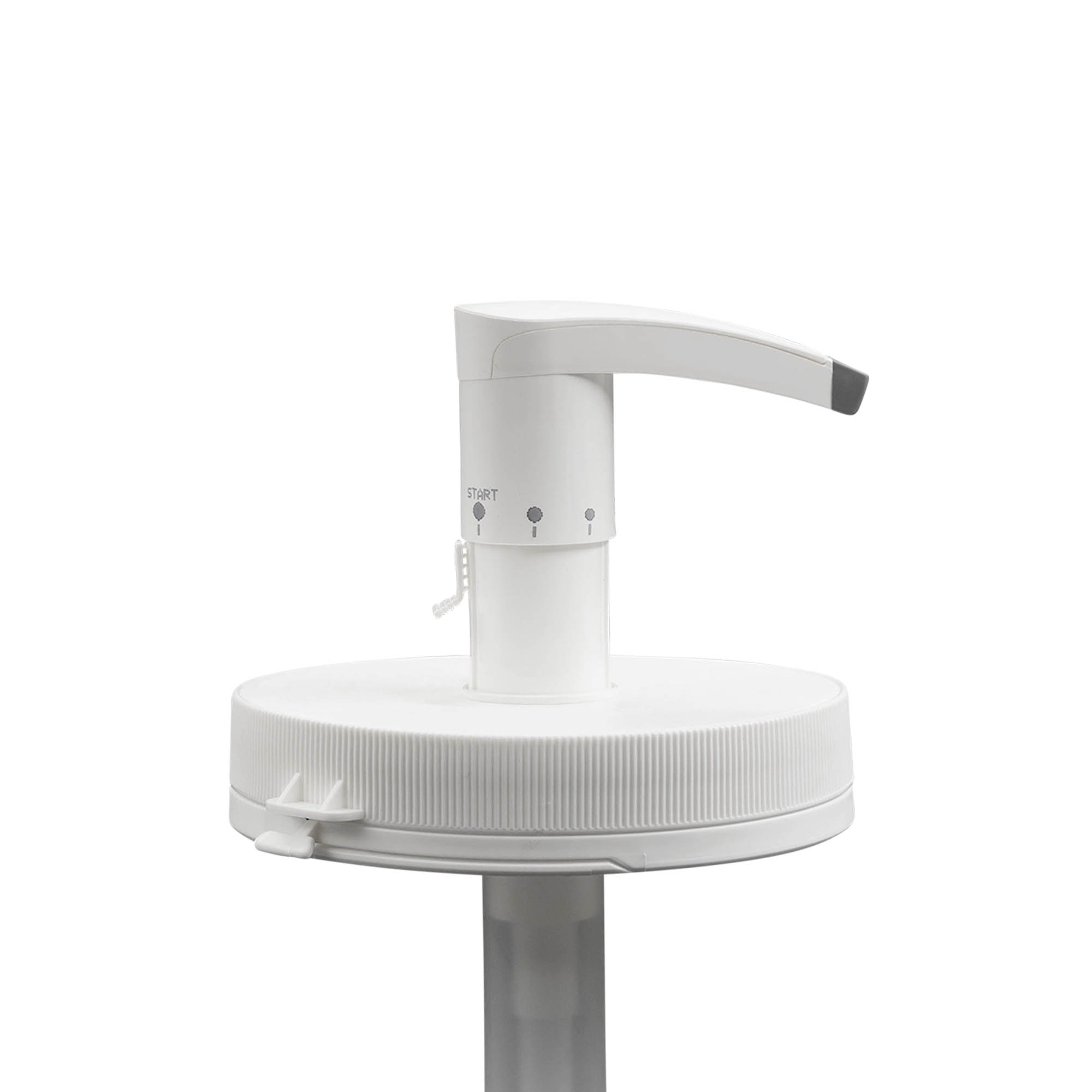 Bomba dispensadora para 1.240 ml 'Securibox', plástico PE, blanca, para boca: cierre de rosca Bomba dispensadora para 1.240 ml 'Securibox', plástico PE, blanca, para boca: cierre de rosca