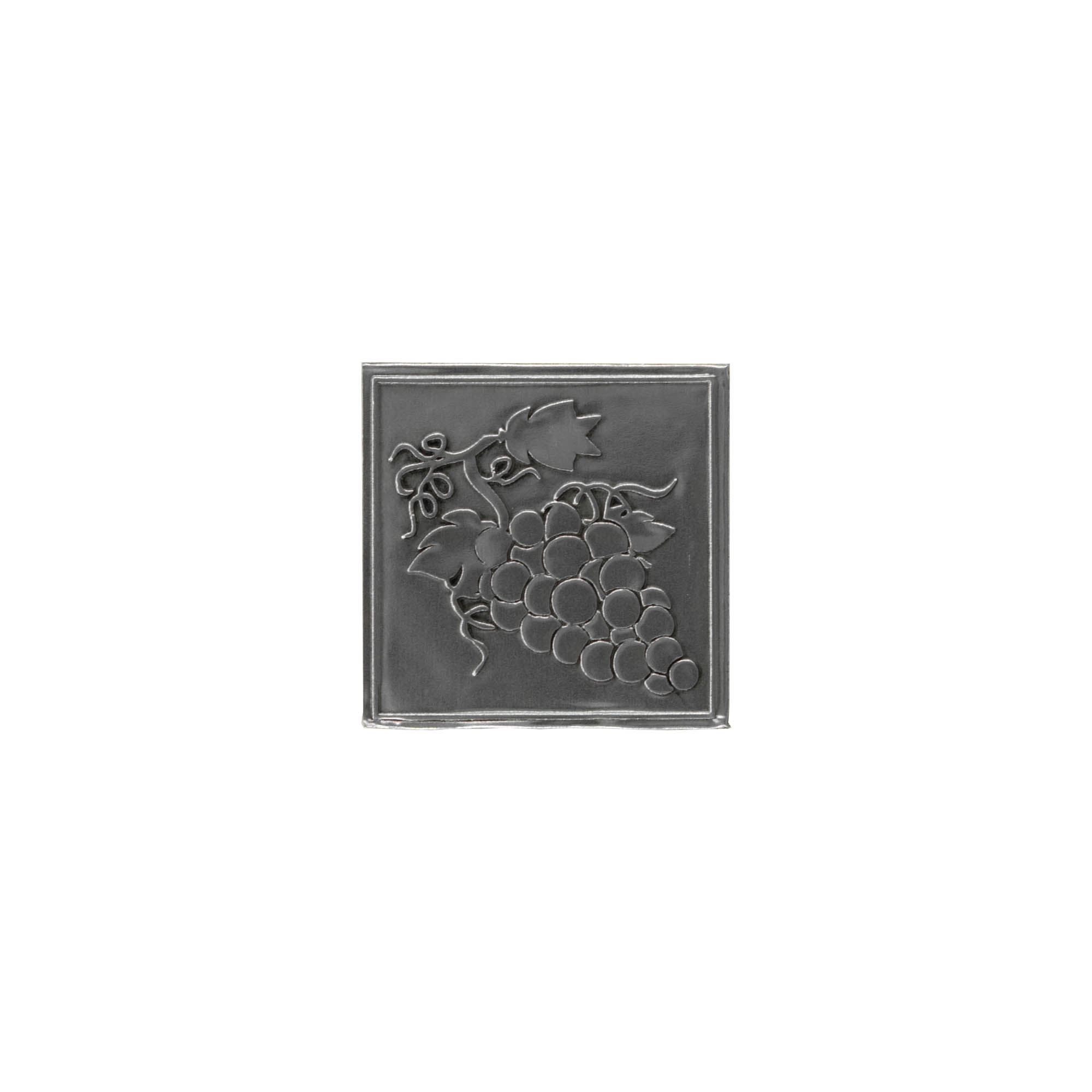 Etiqueta de estaño 'Uva', cuadrada, metal, plateado