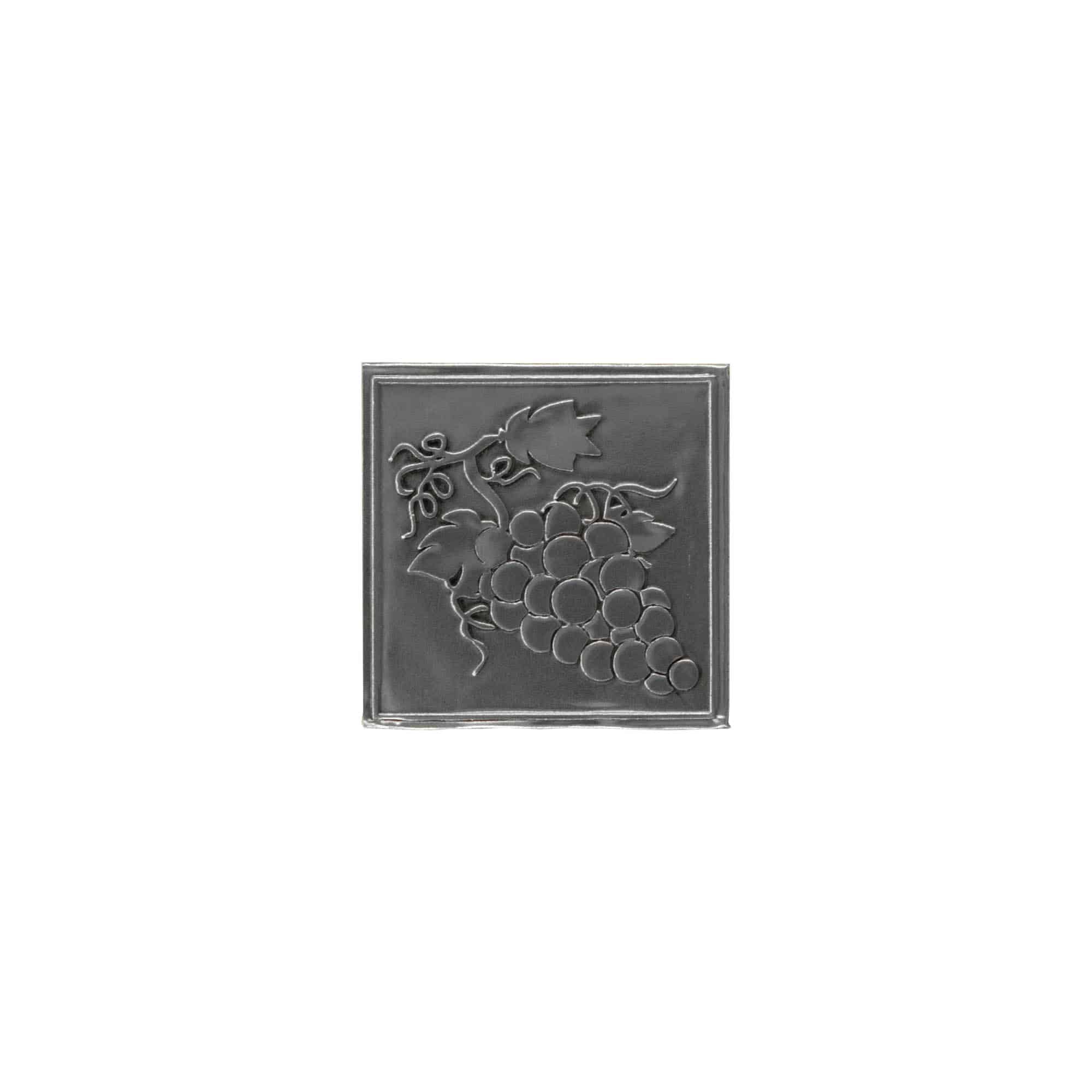 Etiqueta de estaño 'Uva', cuadrada, metal, plateado