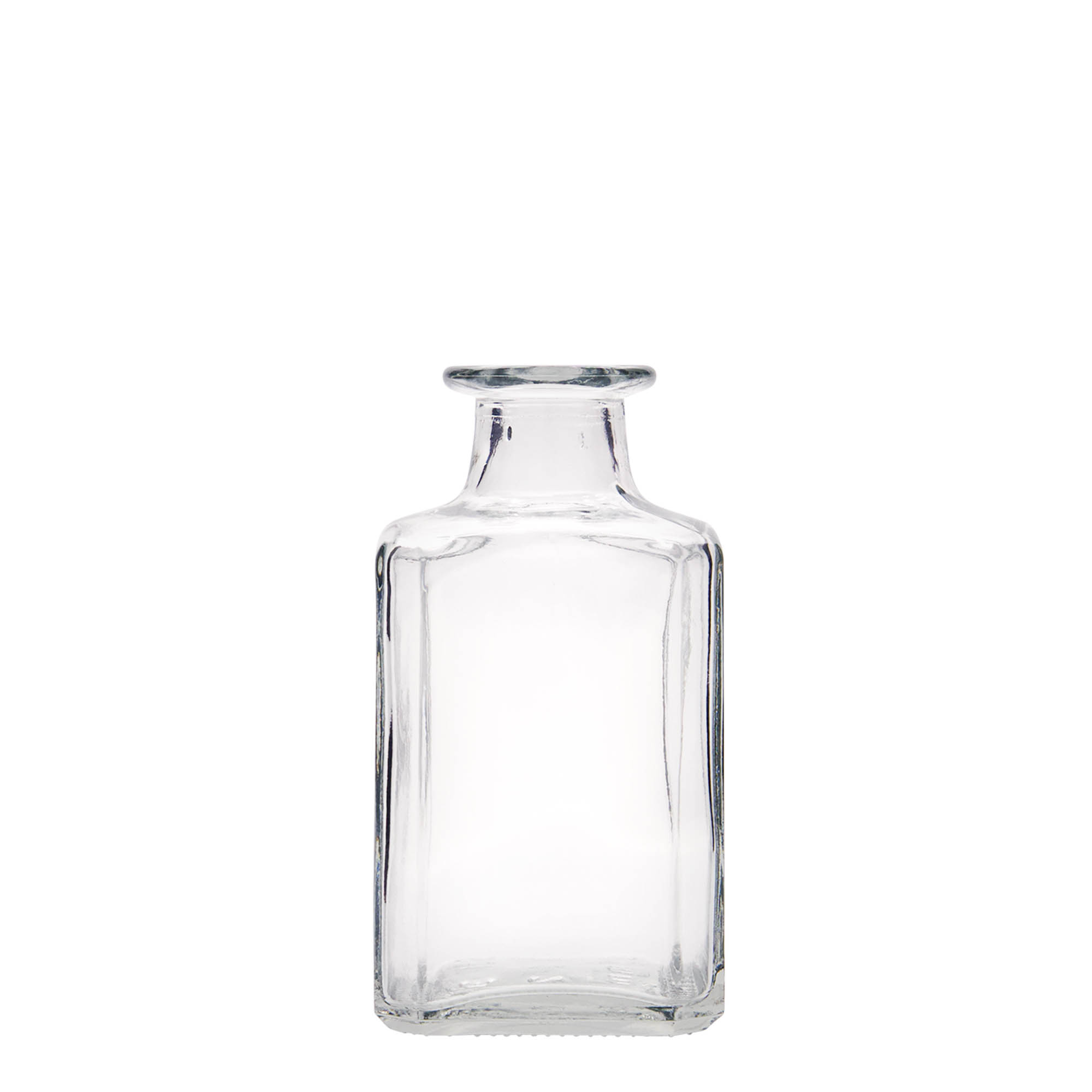 Botella de vidrio de 250 ml «Torben», cuadrada, boca: corcho