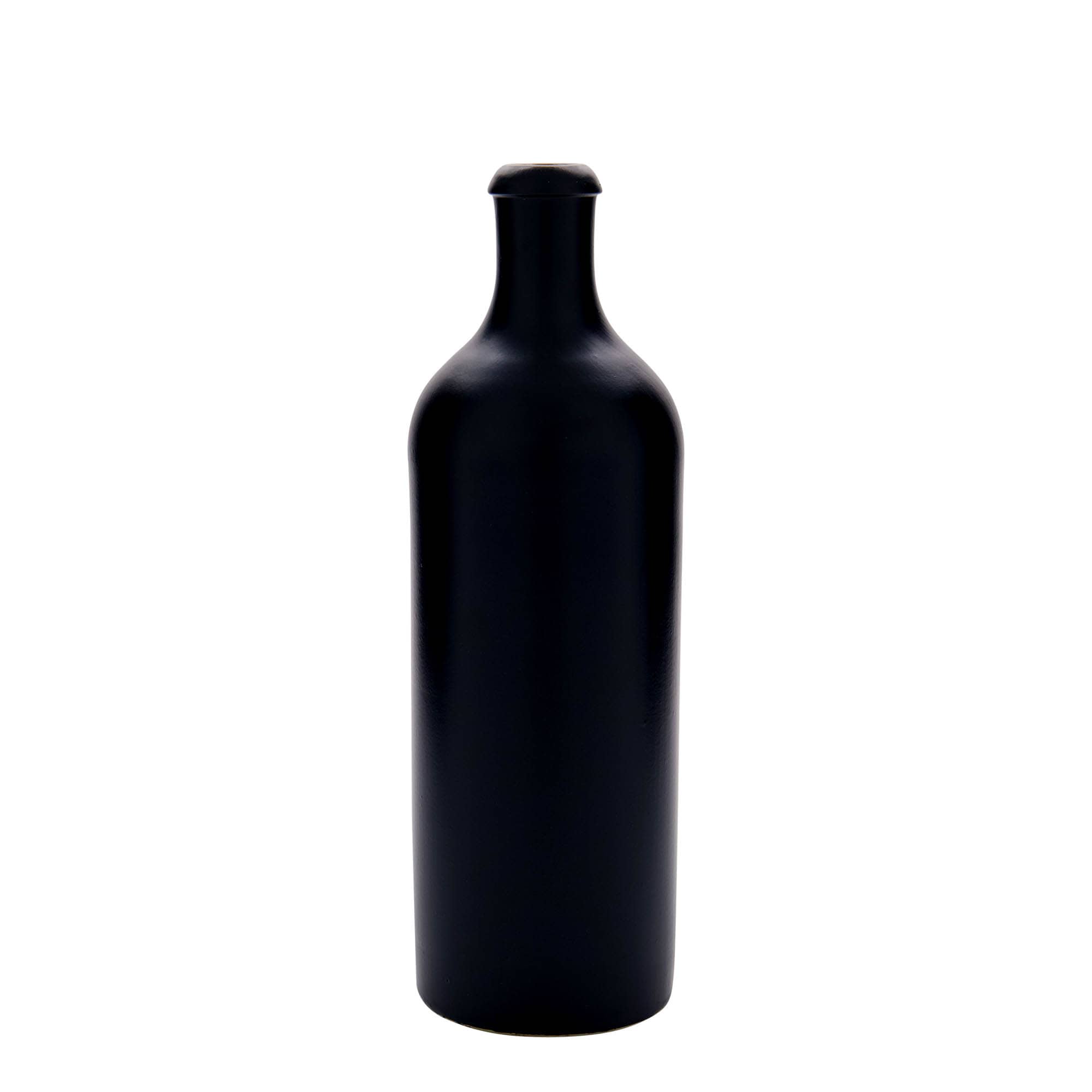 Jarra de barro de 750 ml, gres, negra, boca: corcho