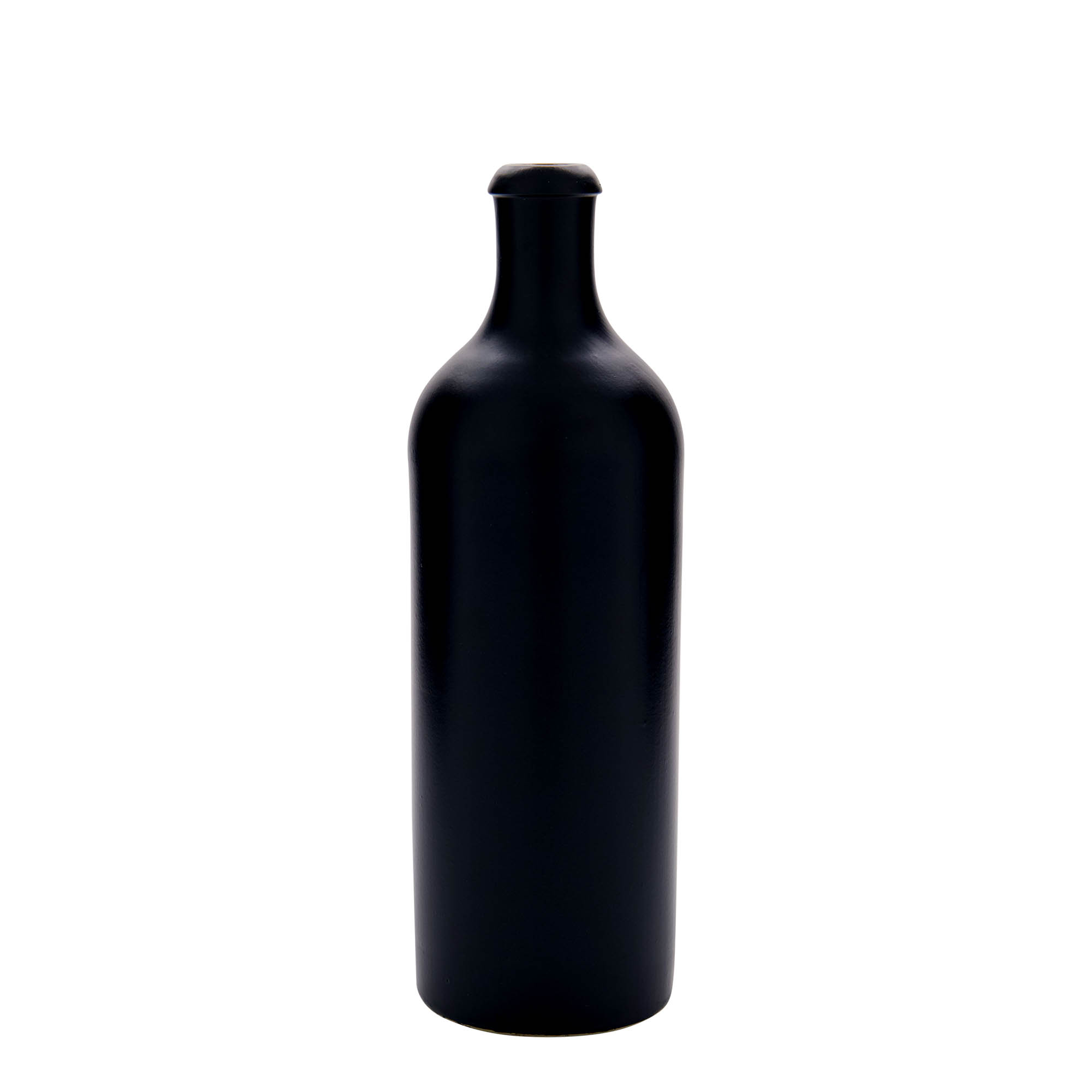 Jarra de barro de 750 ml, gres, negra, boca: corcho
