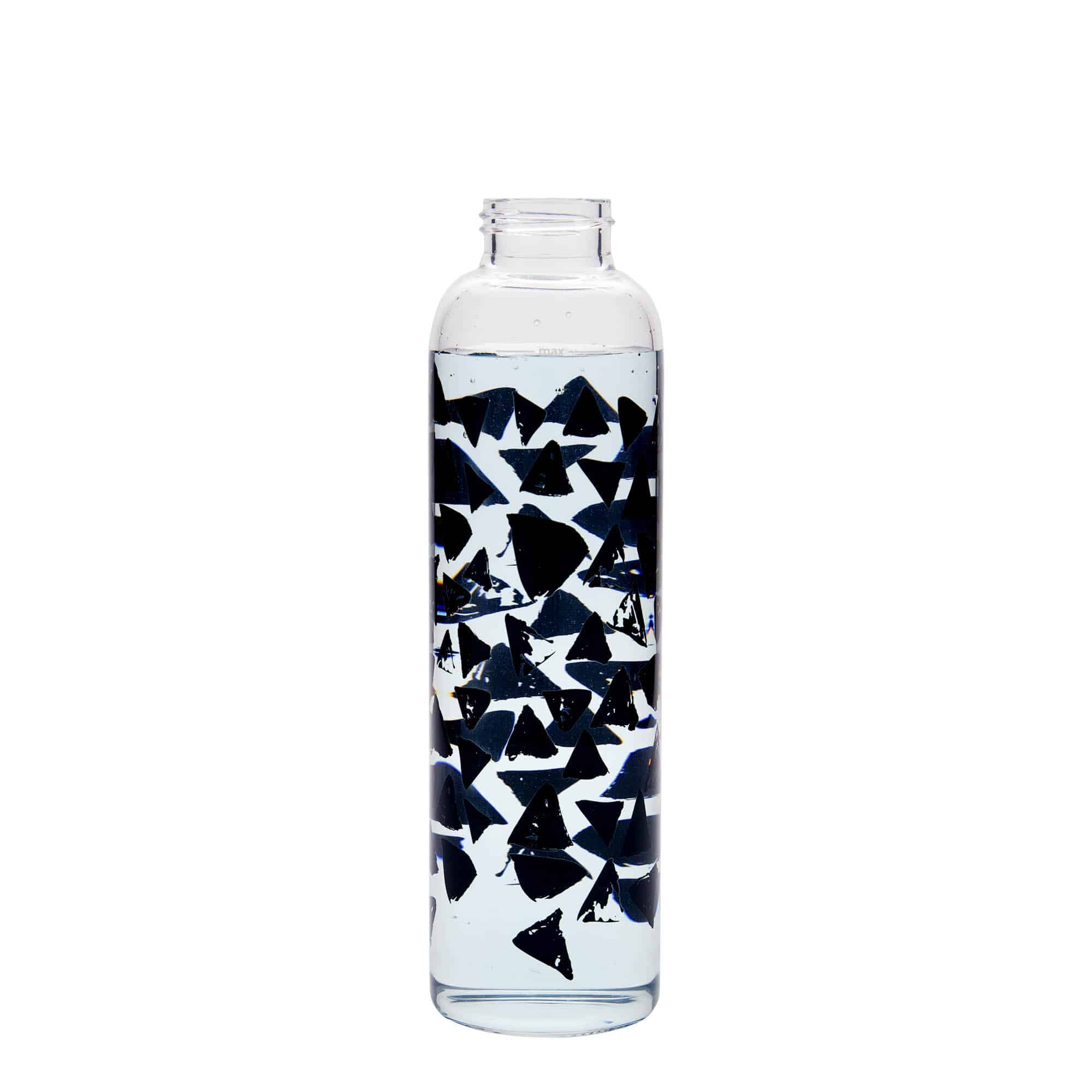 Botella de agua 'Perseus' de 500 ml, motivo: triángulos negros, boca: tapón de rosca