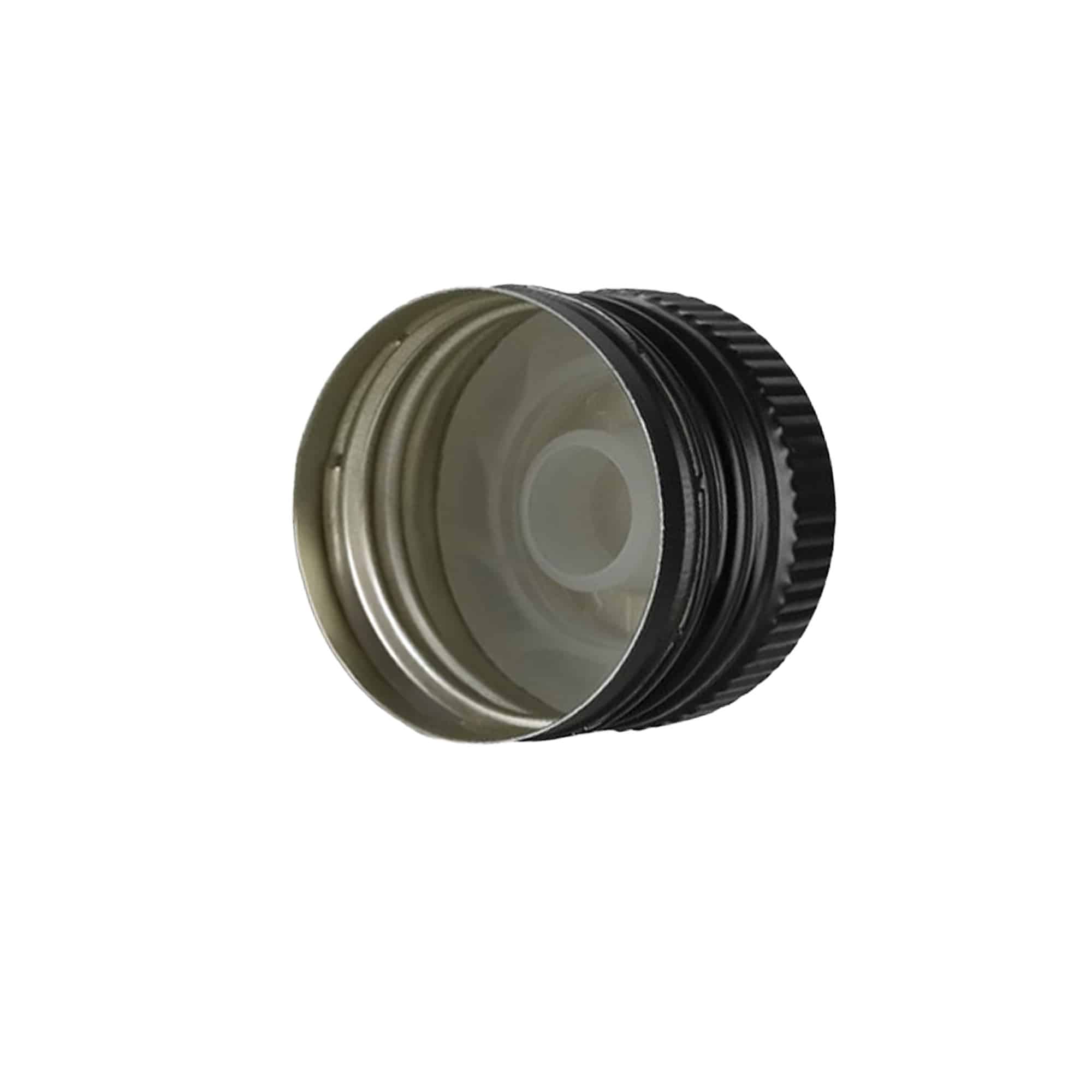 Tapa de rosca con vertedor, metal-plástico, negro, para boca: PP 31,5