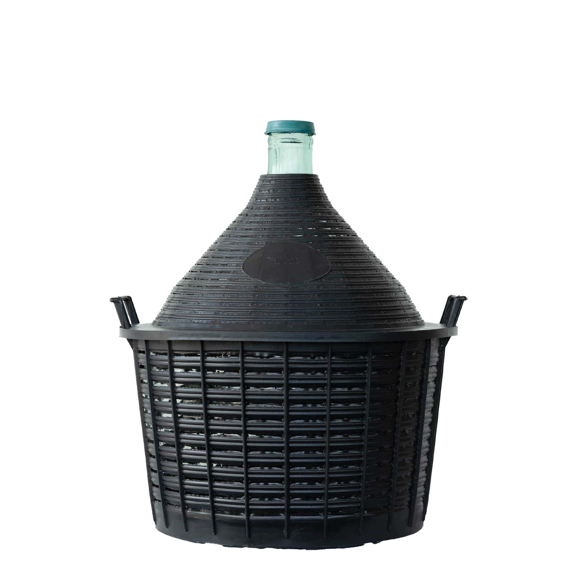 Botella de balón de 25 l, cuello estrecho, vidrio, boca: tapa de solapa