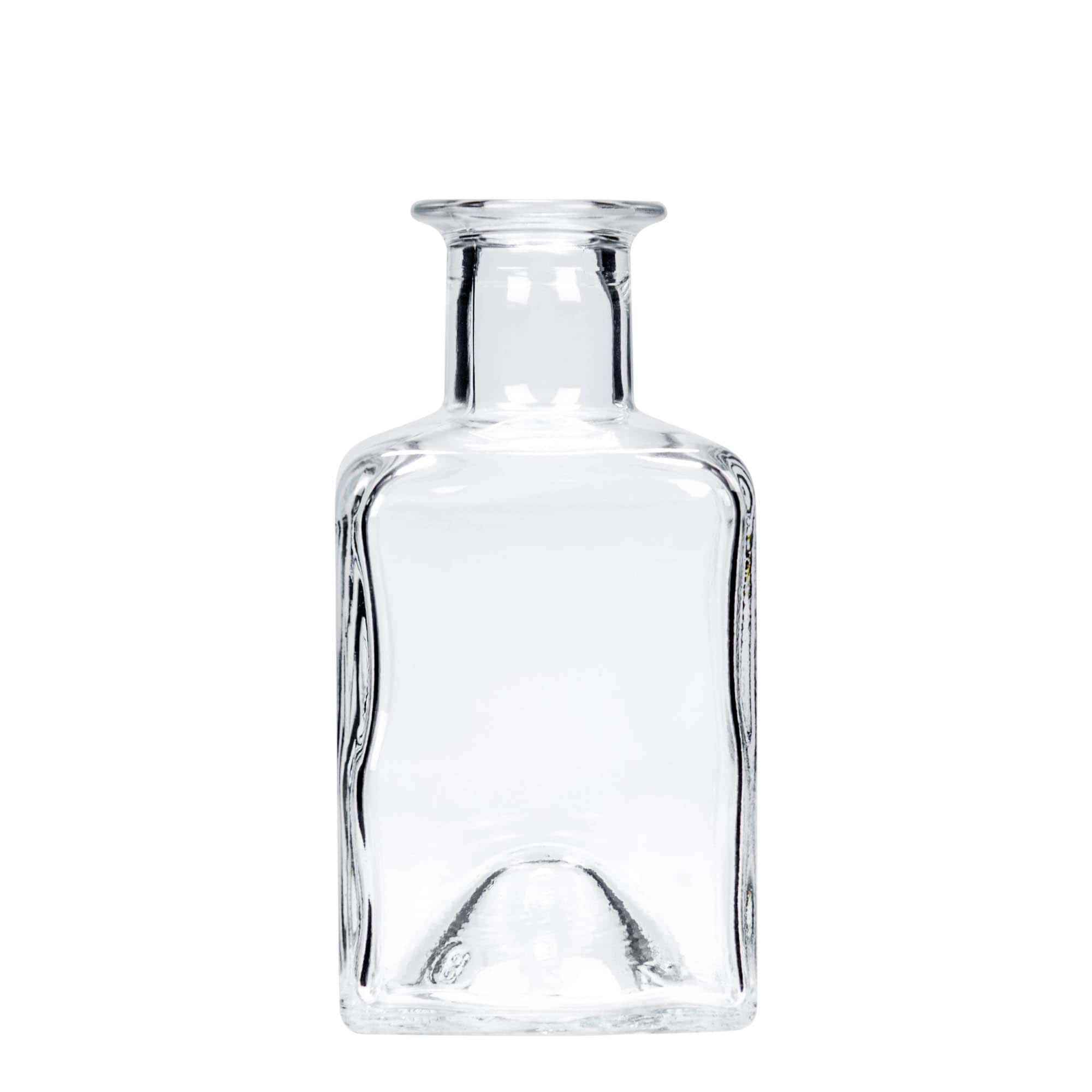 Botella de vidrio de 200 ml 'Kubica', cuadrada, boca: corcho