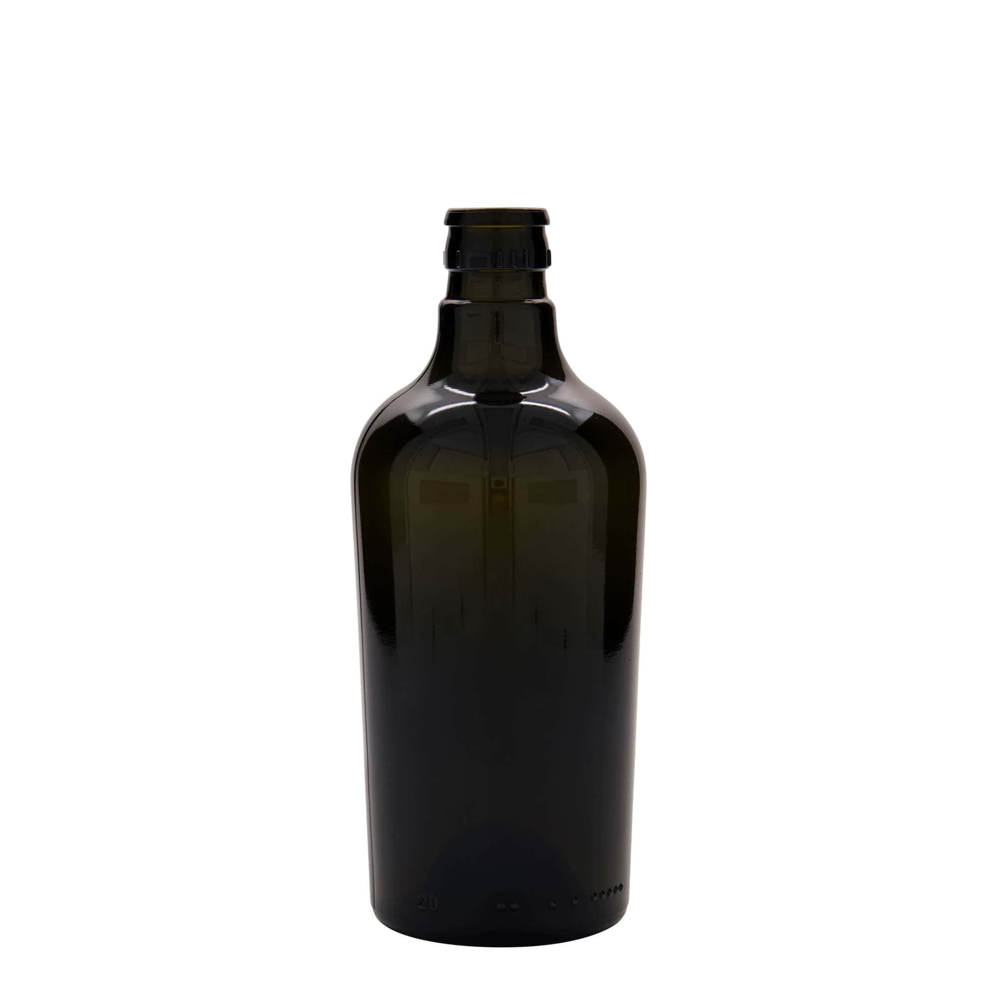 Botella de vinagre/aceite 'Oleum' de 500 ml, vidrio, verde antiguo, boca: DOP
