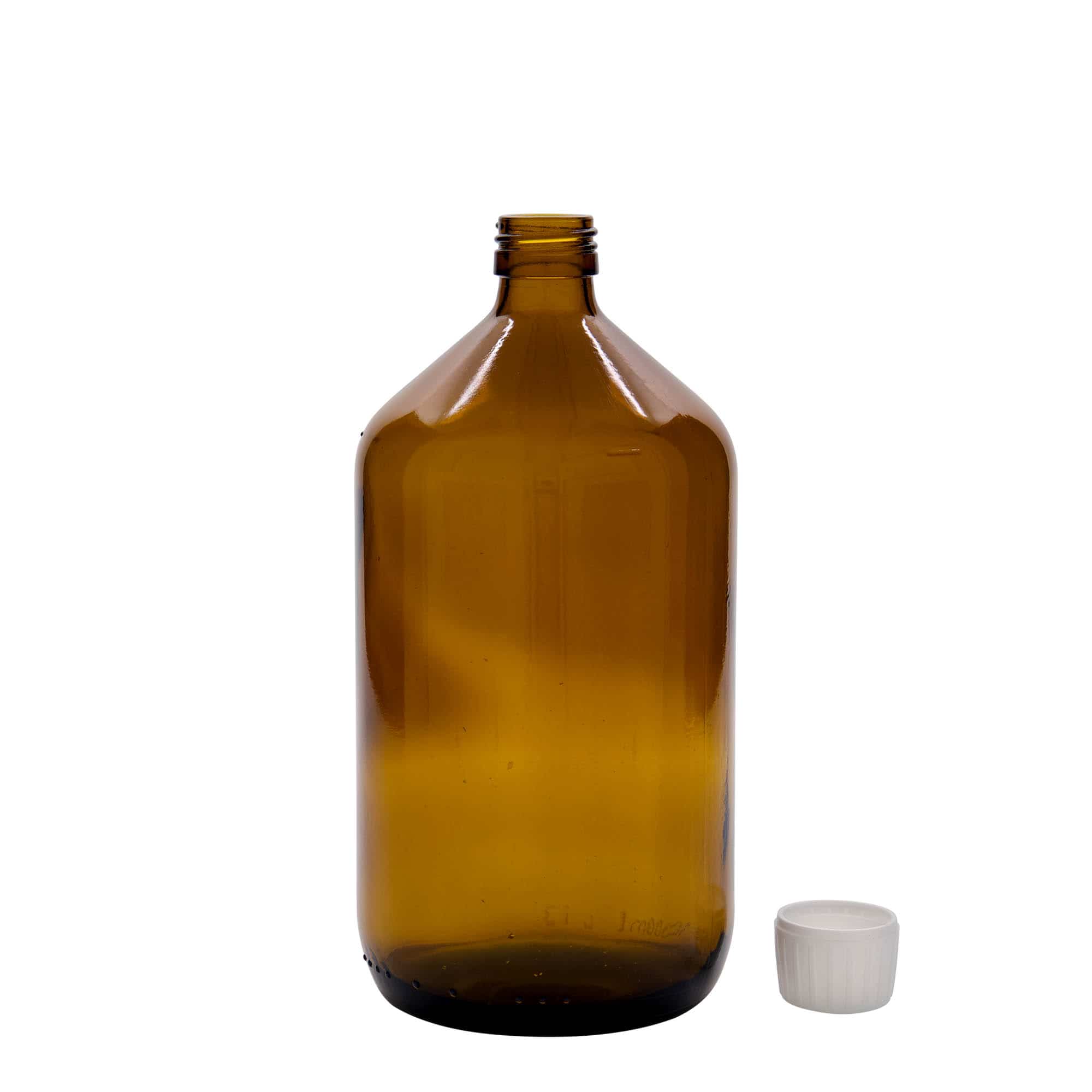Frasco de medicamentos de 1000 ml, marrón, vidrio, boca: PP 28