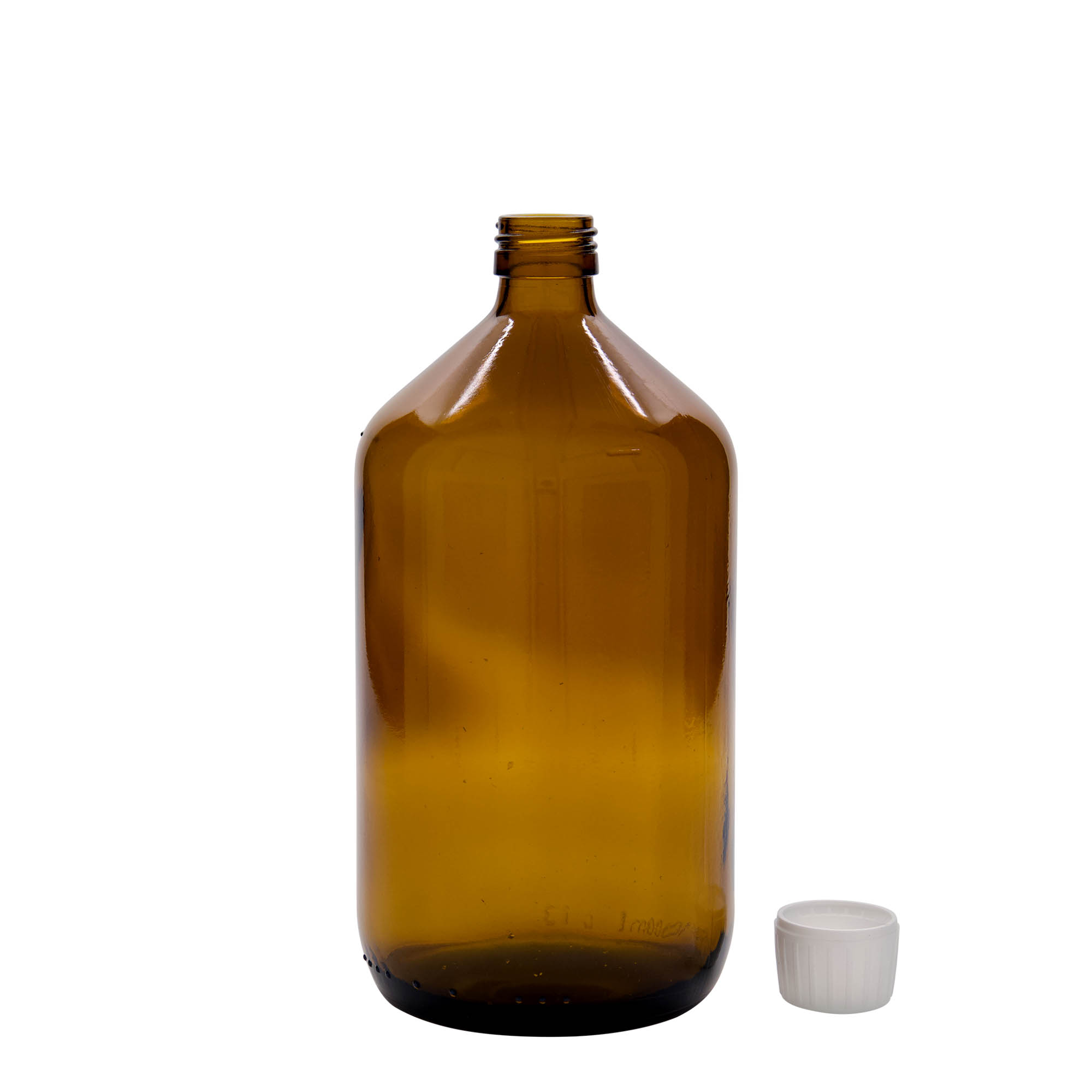 1.000 ml botella médica, marrón, vidrio, boca: PP 28 1.000 ml botella médica, marrón, vidrio, boca: PP 28