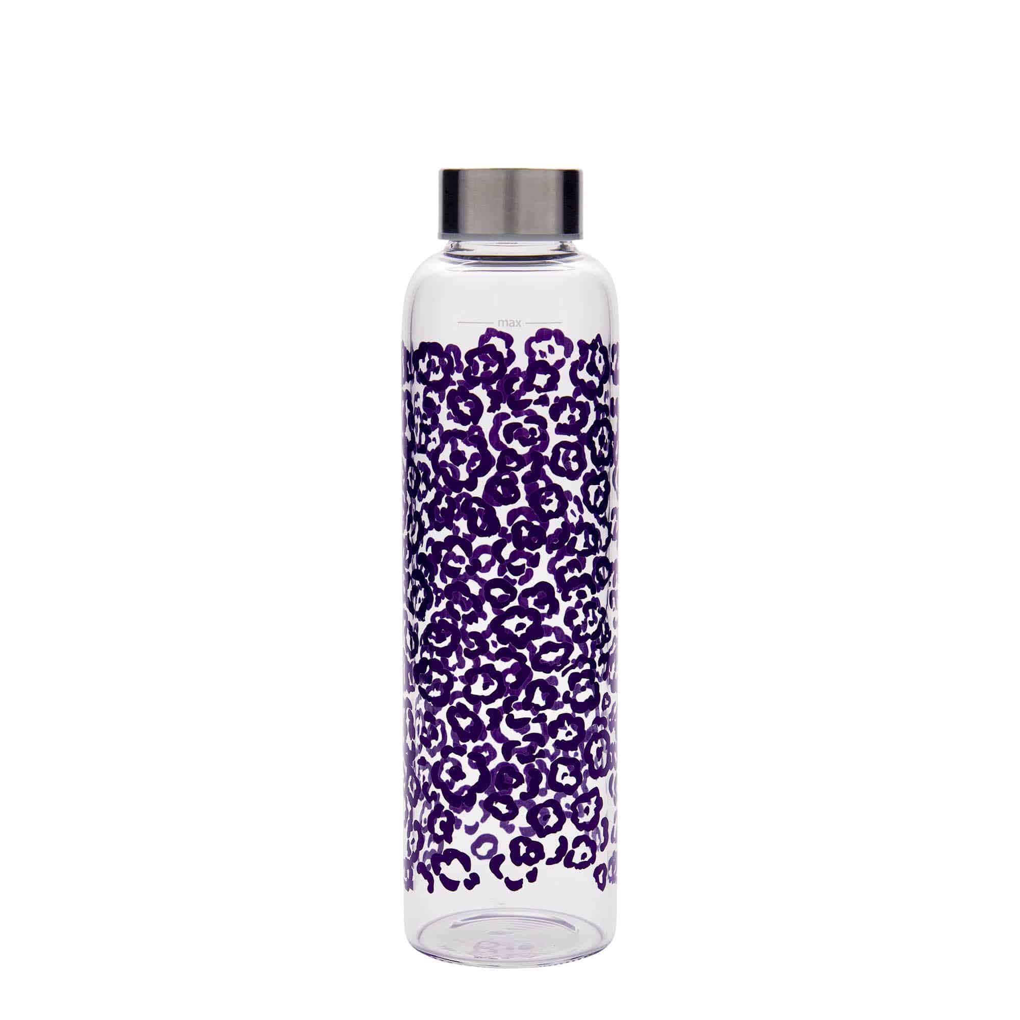 Botella de agua 'Perseus' de 500 ml, motivo: flores lila, boca: tapón de rosca