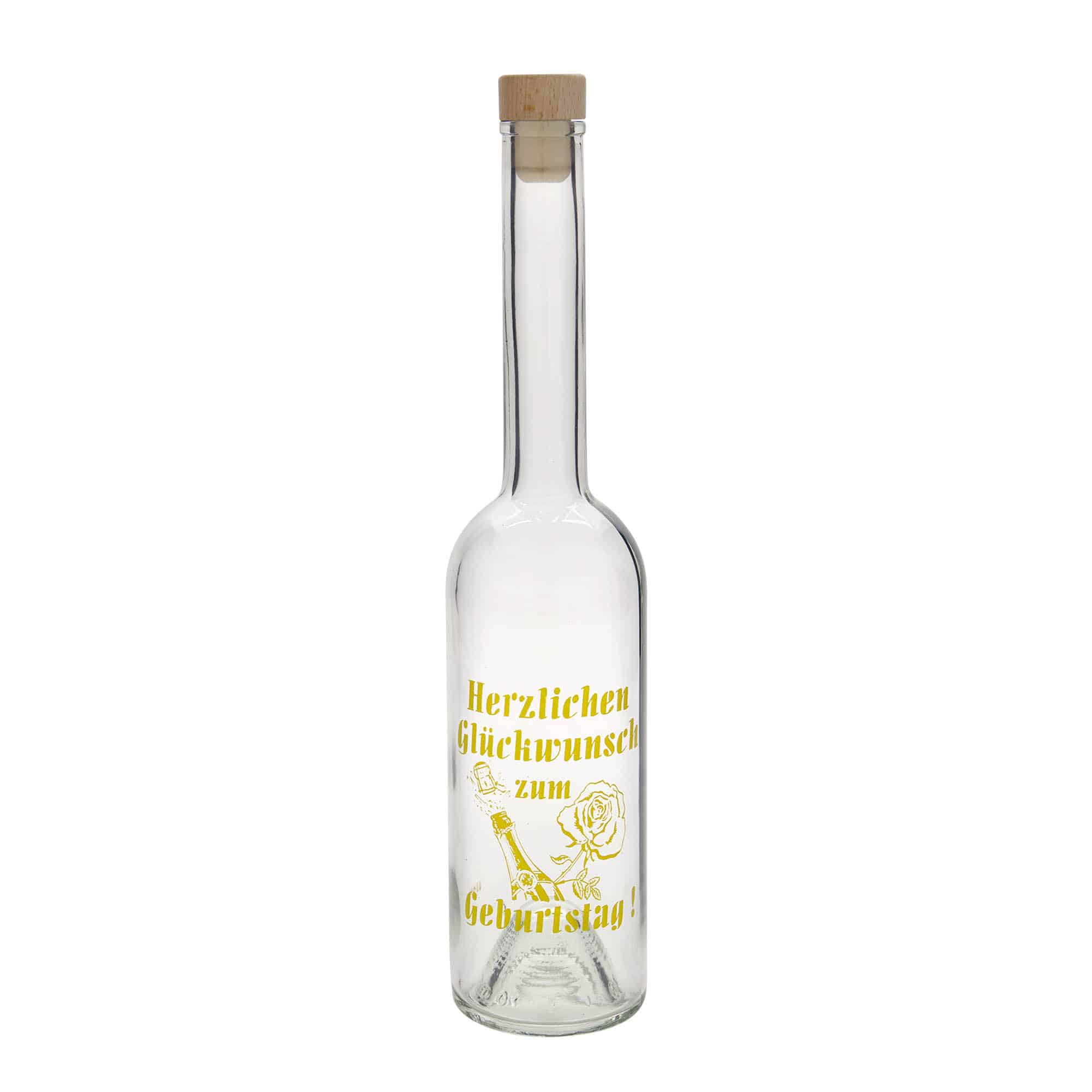 Botella de vidrio 'Opera' de 500 ml, motivo: Apple, boca: corcho