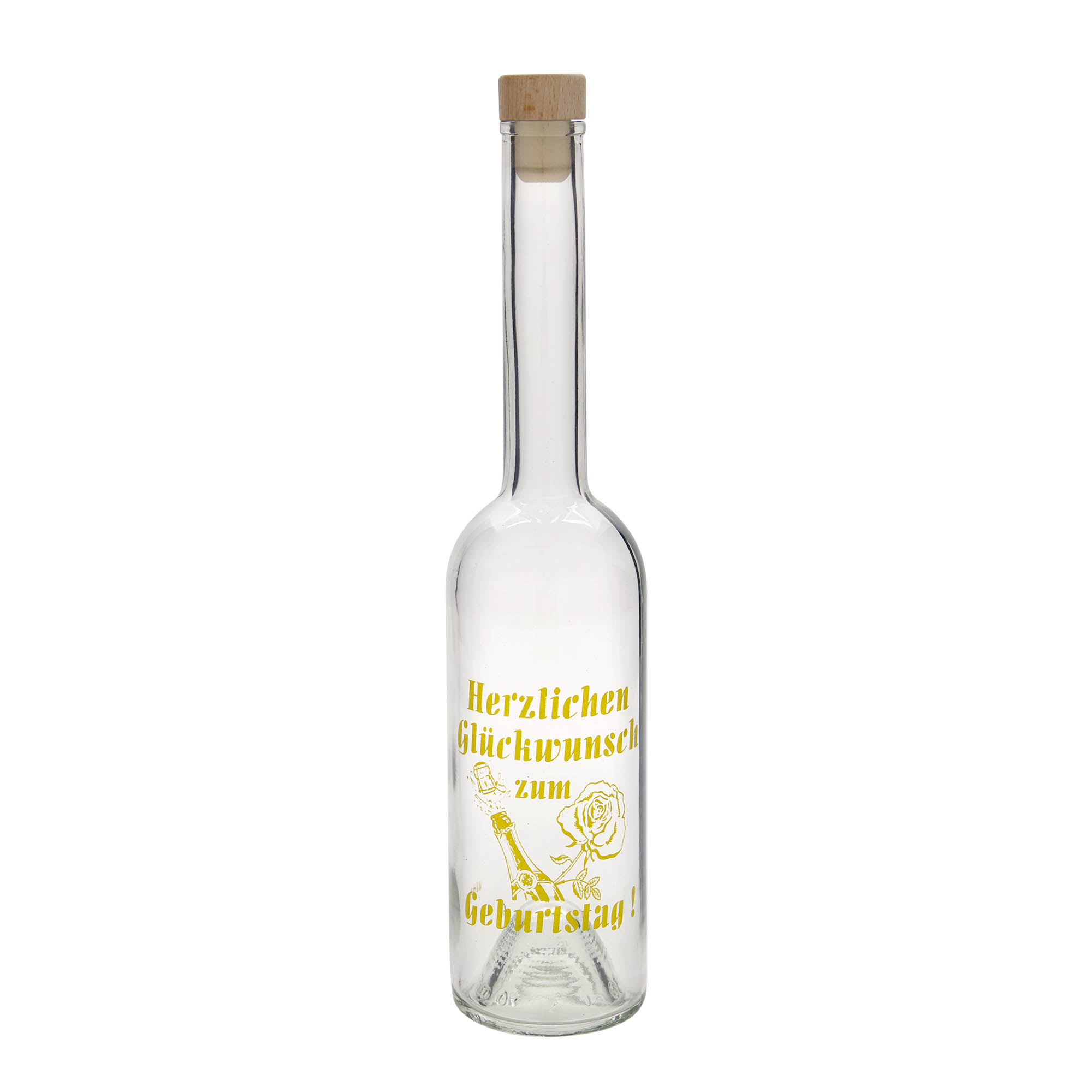 Botella de vidrio de 500 ml 'Opera', motivo: manzana, boca: corcho