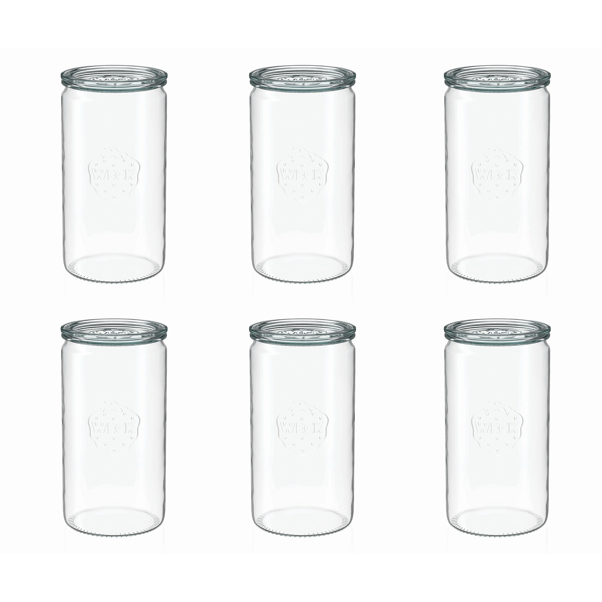 6x 1575 ml vaso cilíndrico WECK con tapa de vidrio RR 100