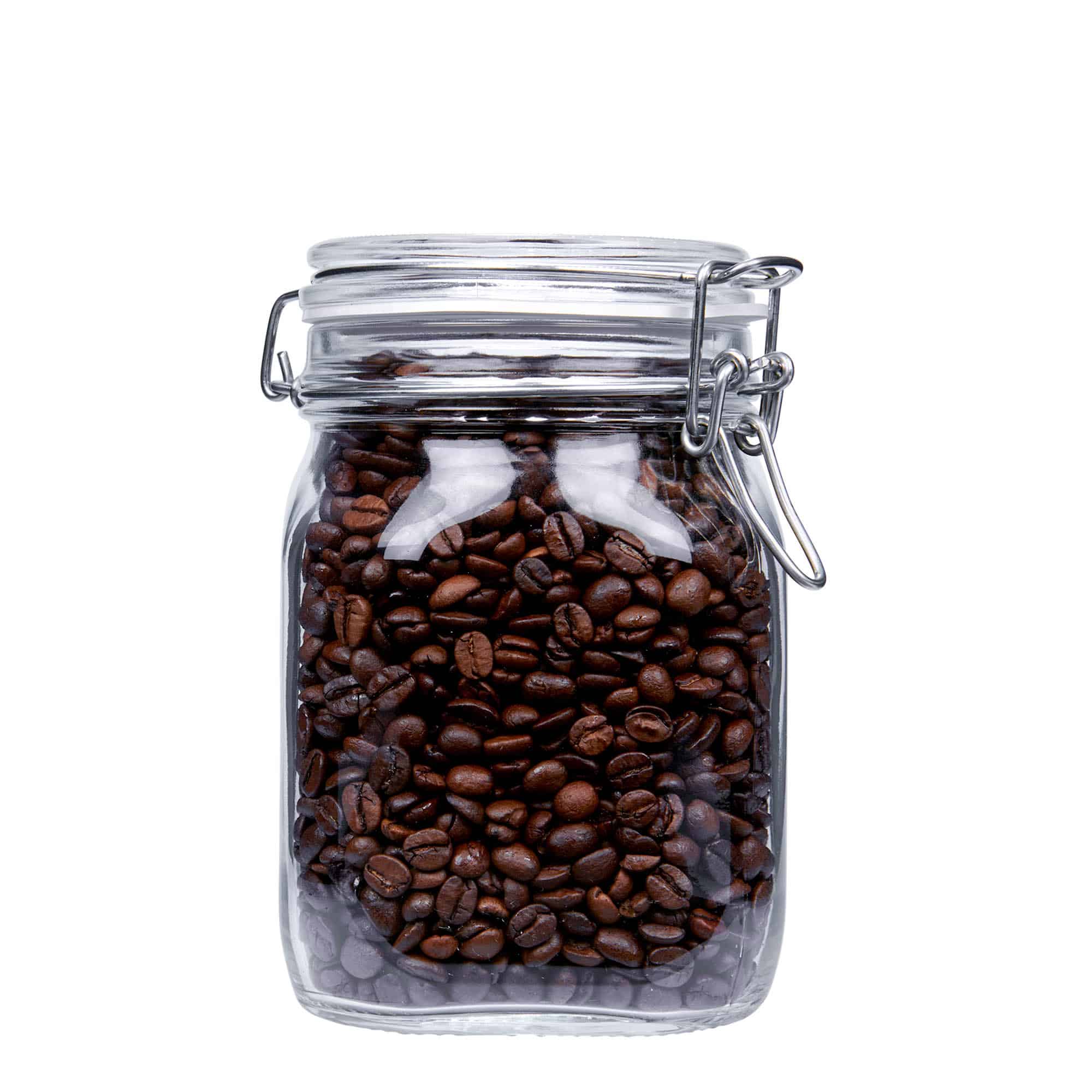 1.000 ml tarro con cierre de alambre 'Fido', cuadrado, boca: cierre de alambre