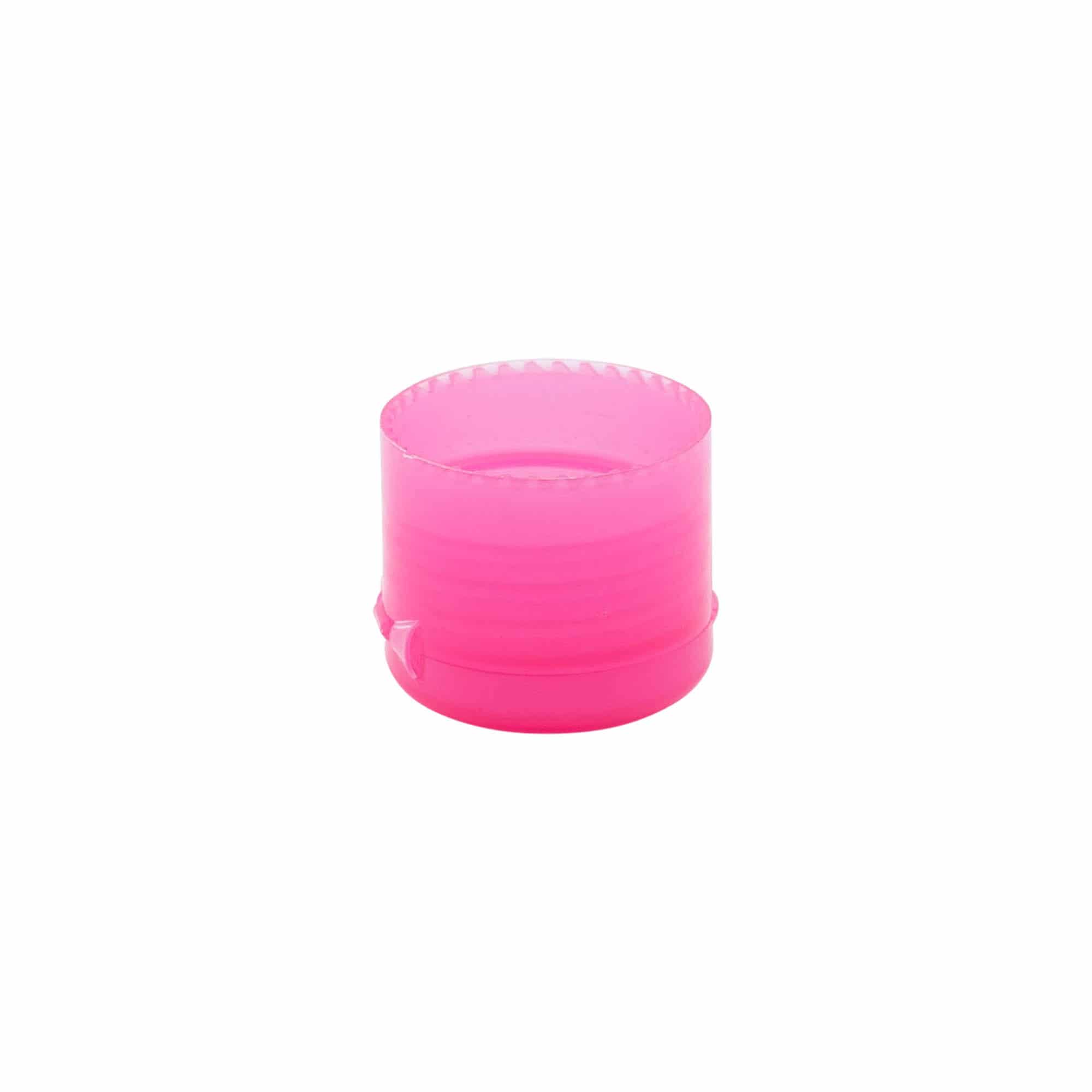 Tapón de rosca con bisagra, plástico de PP, rosa fucsia, para boca: 24/410