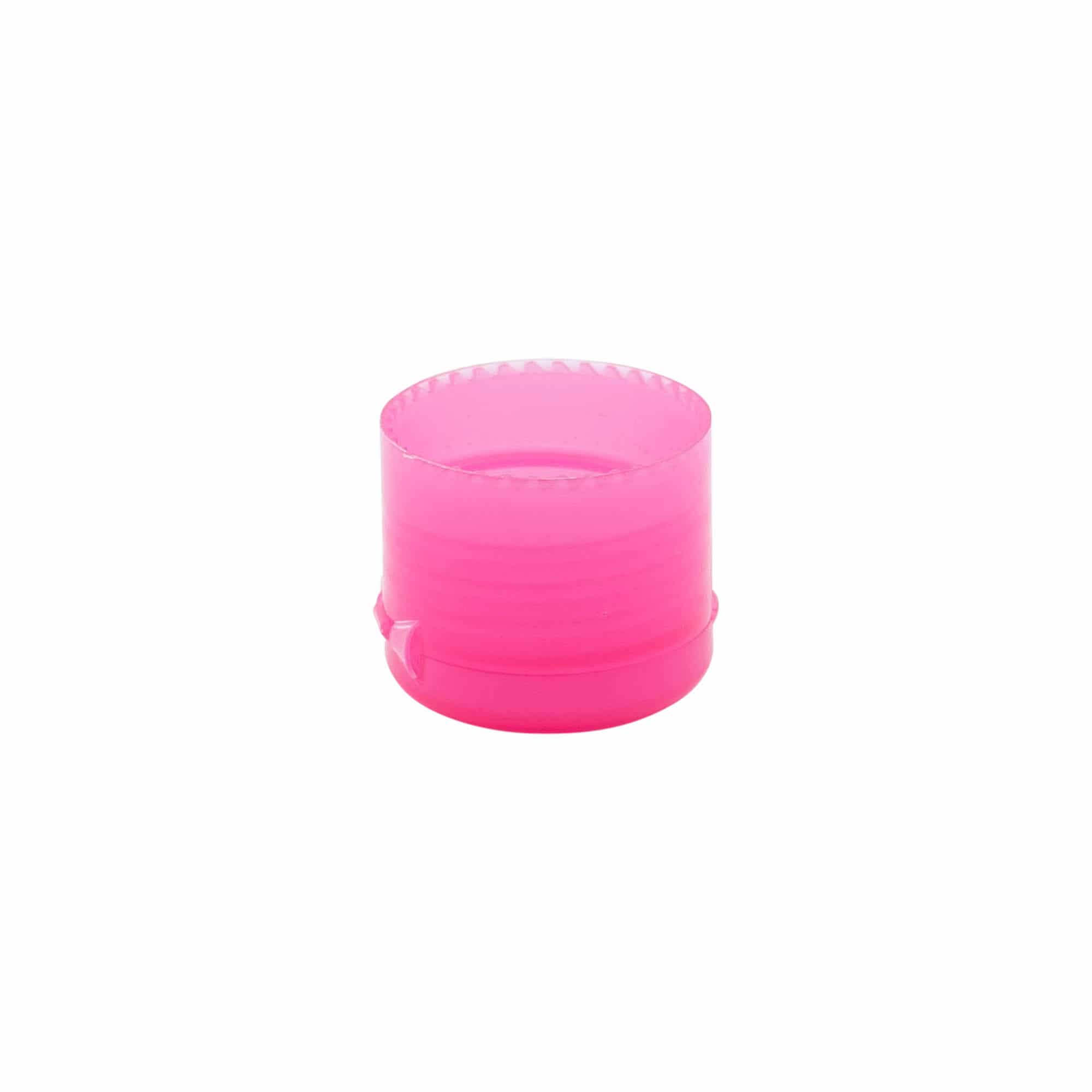 Tapa roscada con bisagra abatible, plástico PP, rosa, para boca: 24/410