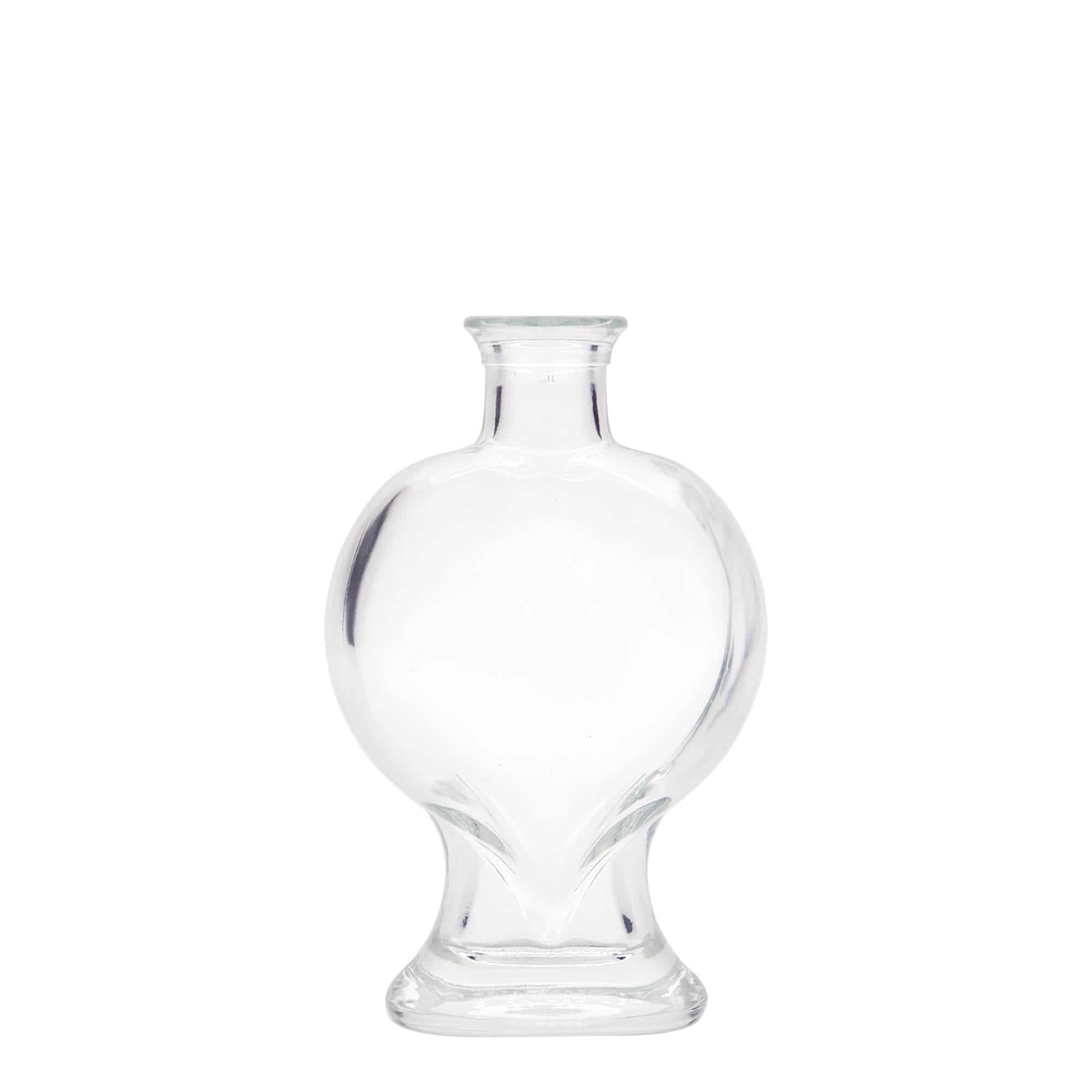 Botella de vidrio 'Corazón' de 200 ml, boca: corcho