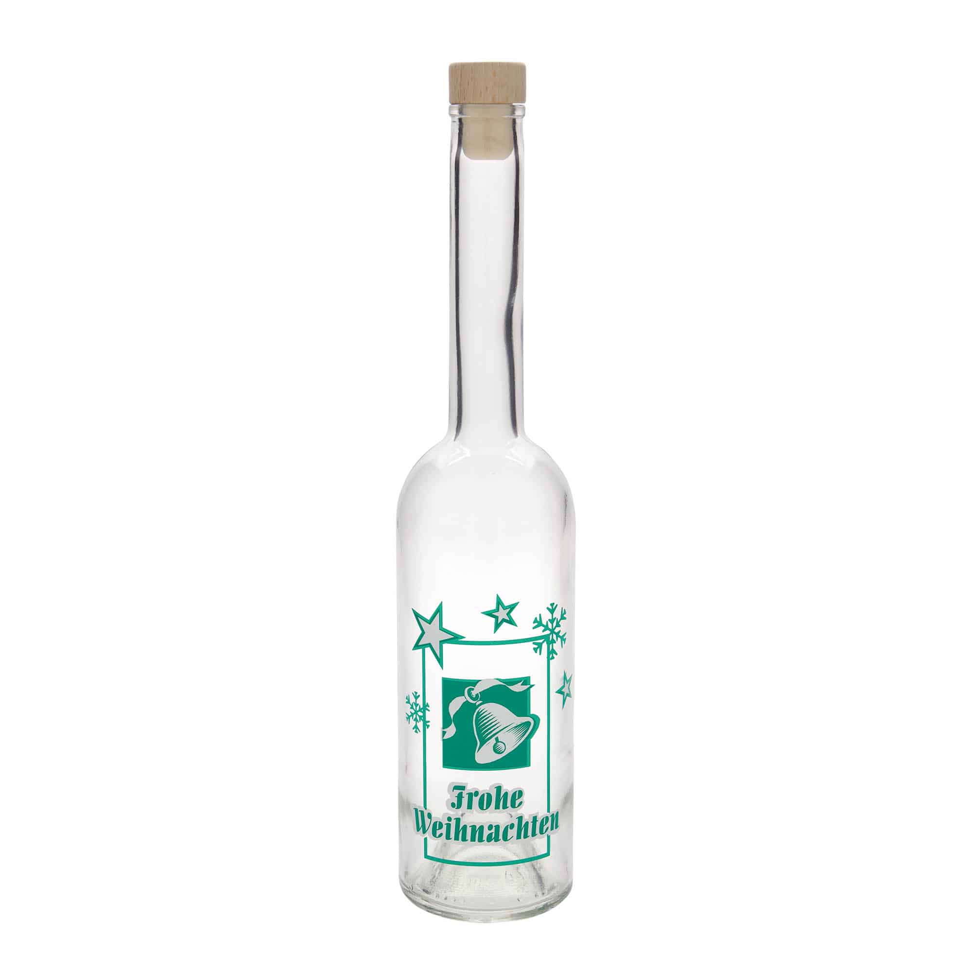 Botella de vidrio 'Opera' de 500 ml, motivo: Feliz Navidad, boca: corcho