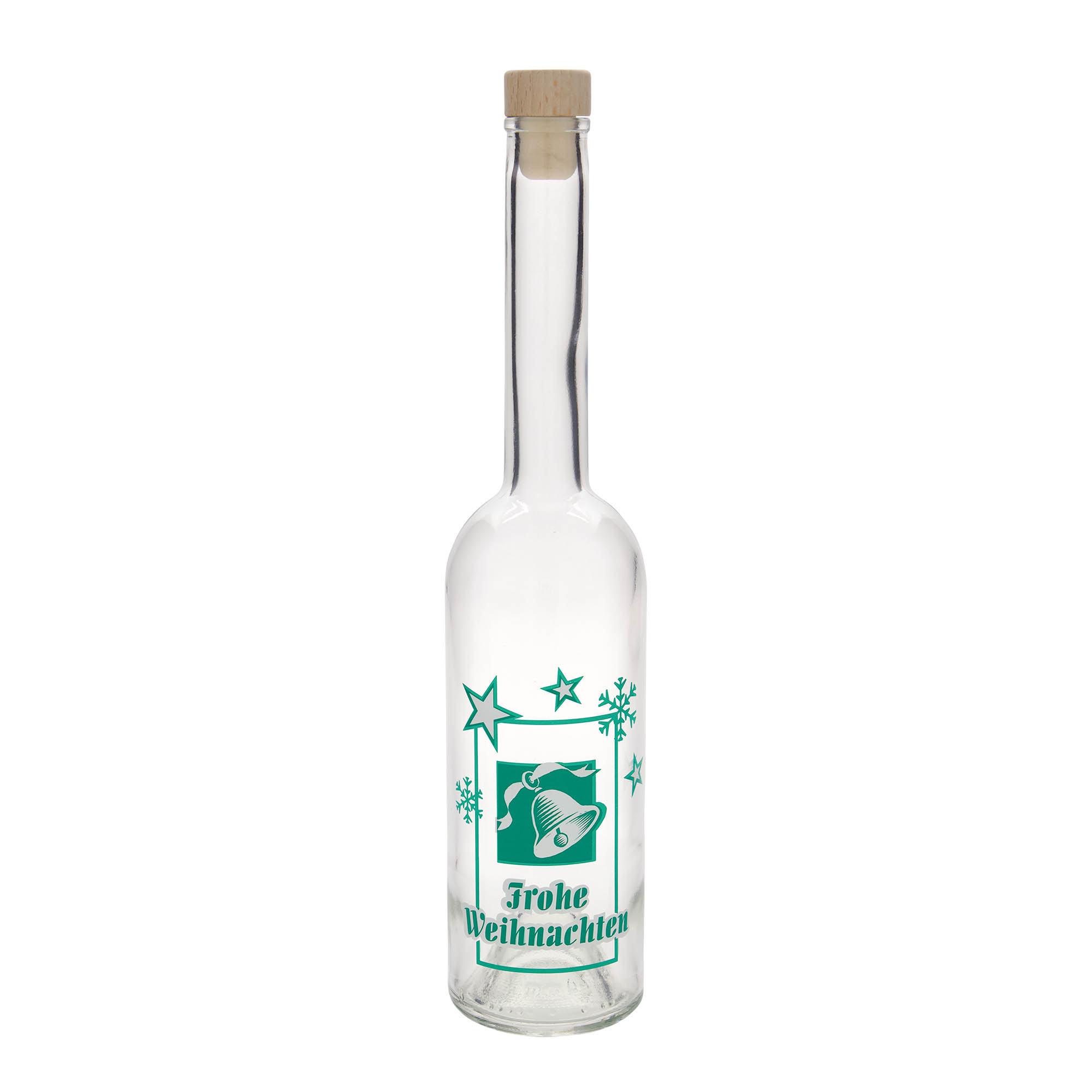 Botella de vidrio de 500 ml 'Opera', motivo: Feliz Navidad, boca: corcho