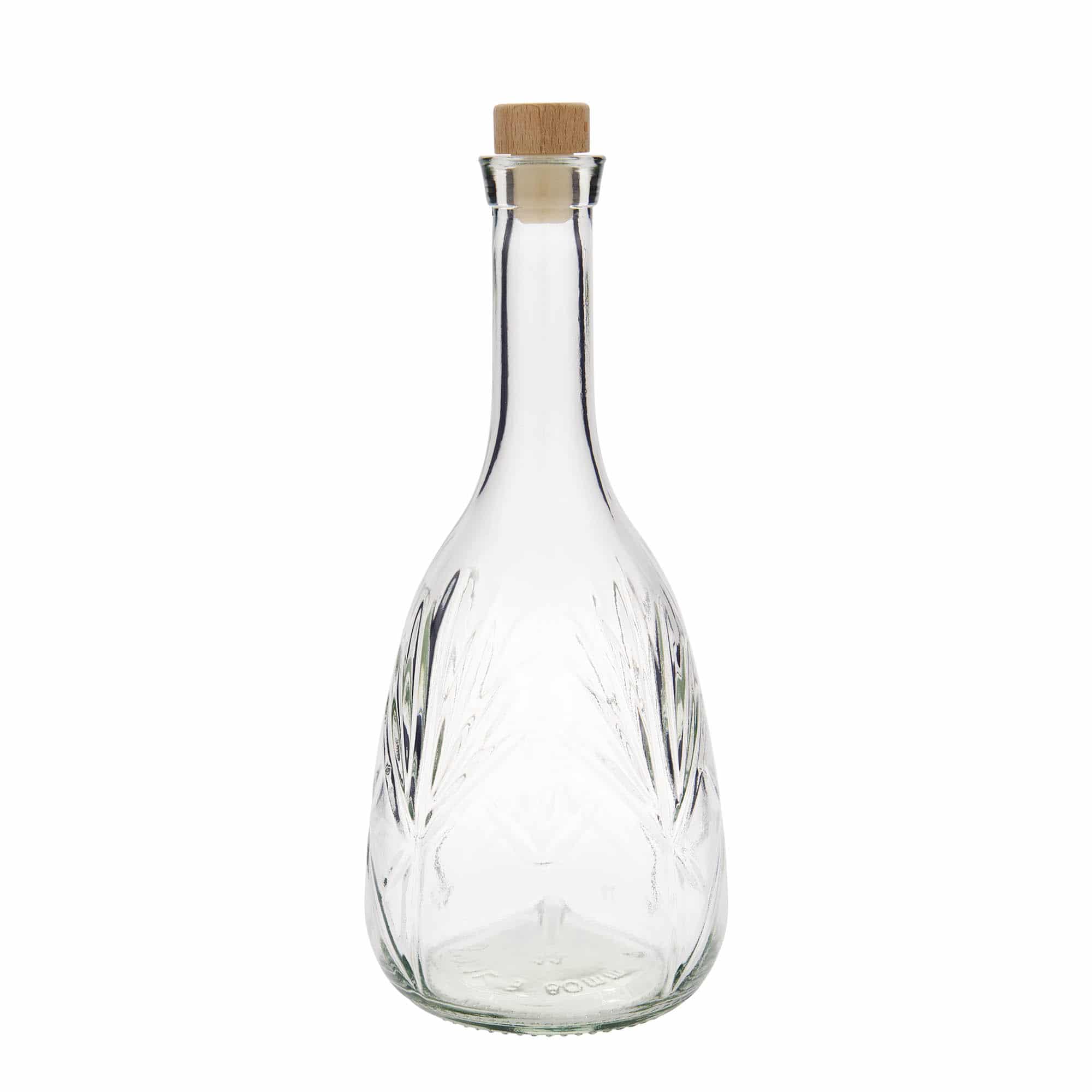 Botella de vidrio 'Reliefa' de 1000 ml, boca: corcho