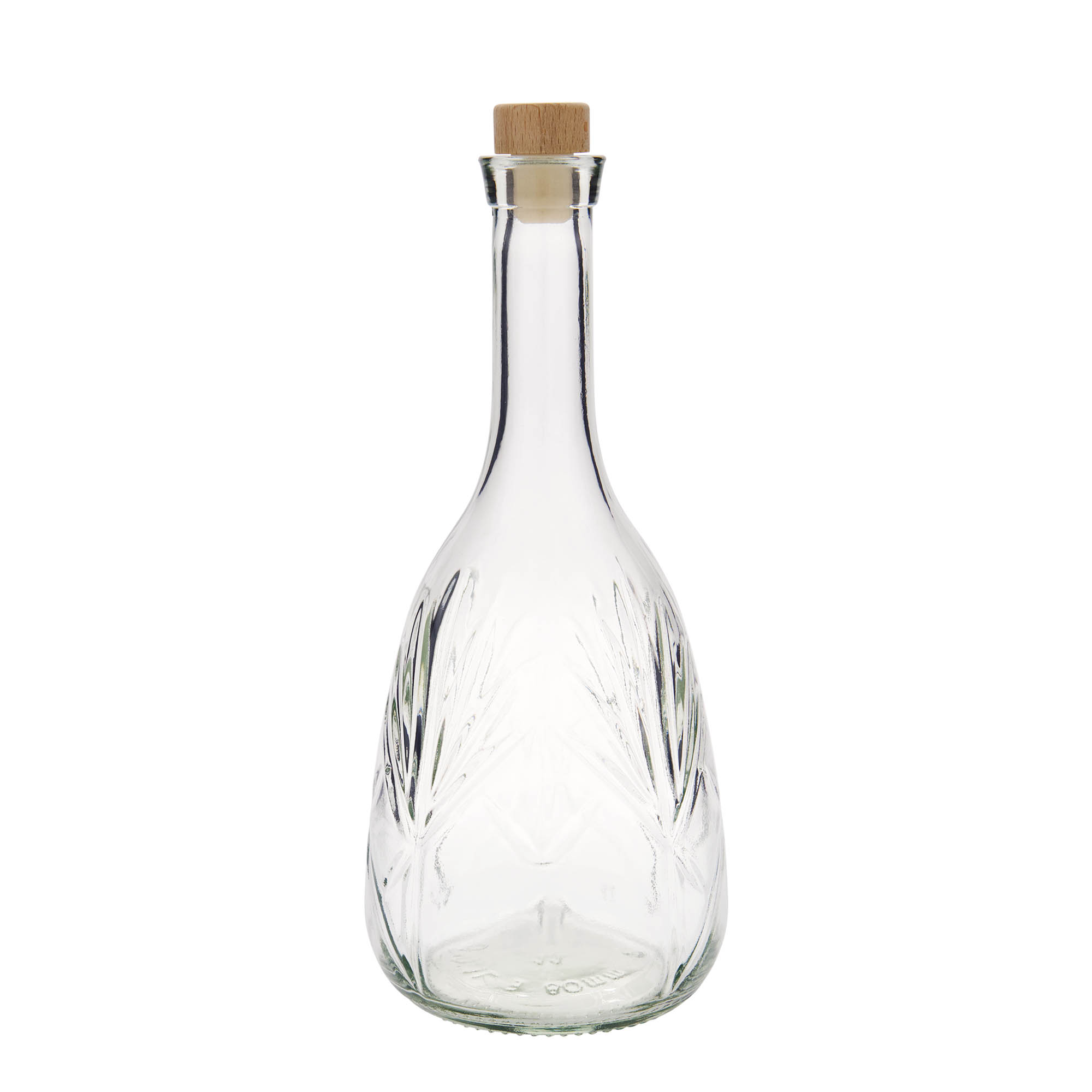 Botella de vidrio de 1.000 ml 'Reliefa', boca: corcho