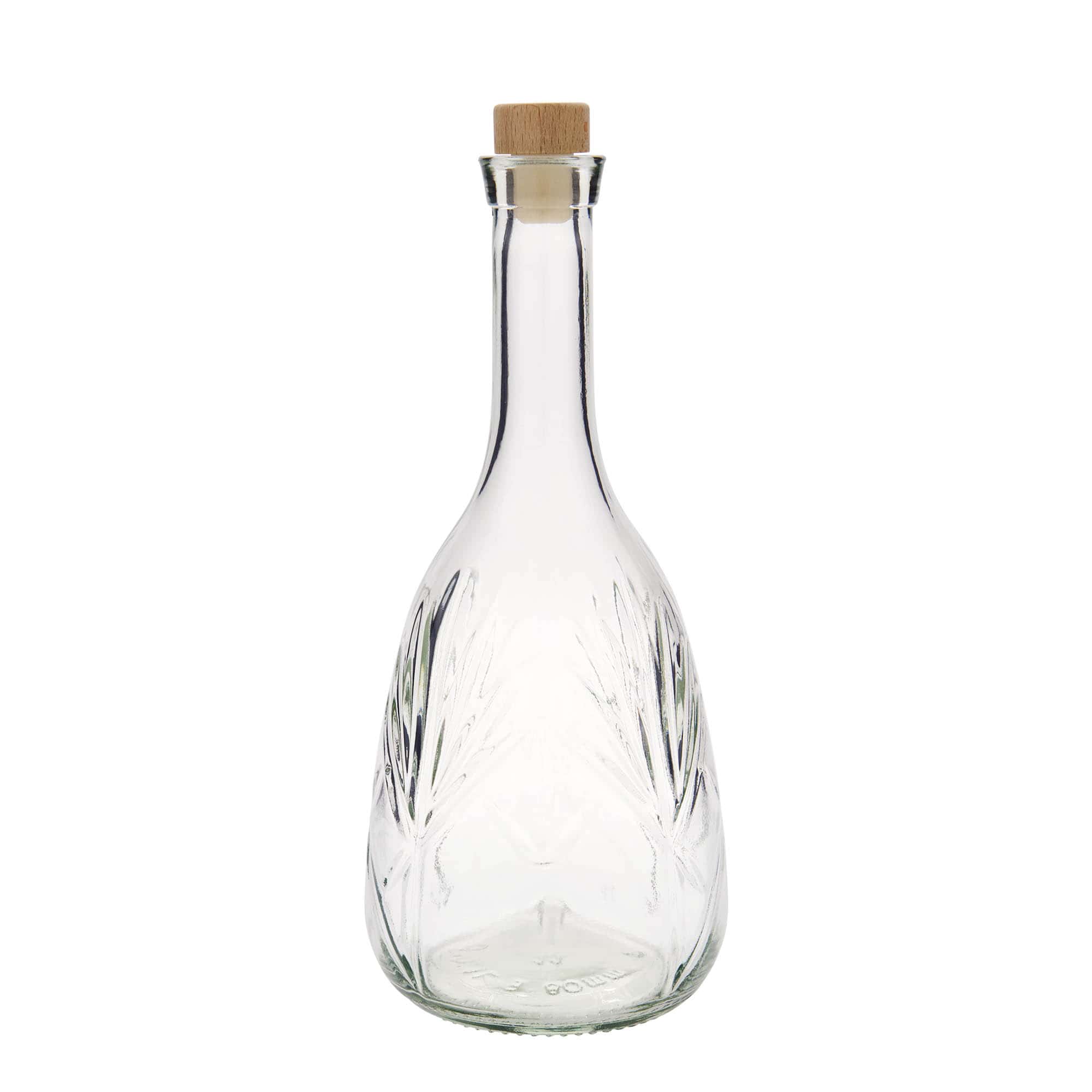 Botella de vidrio de 1.000 ml 'Reliefa', boca: corcho