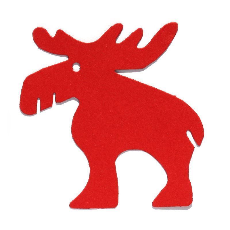 Etiqueta colgante con forma de reno, roja