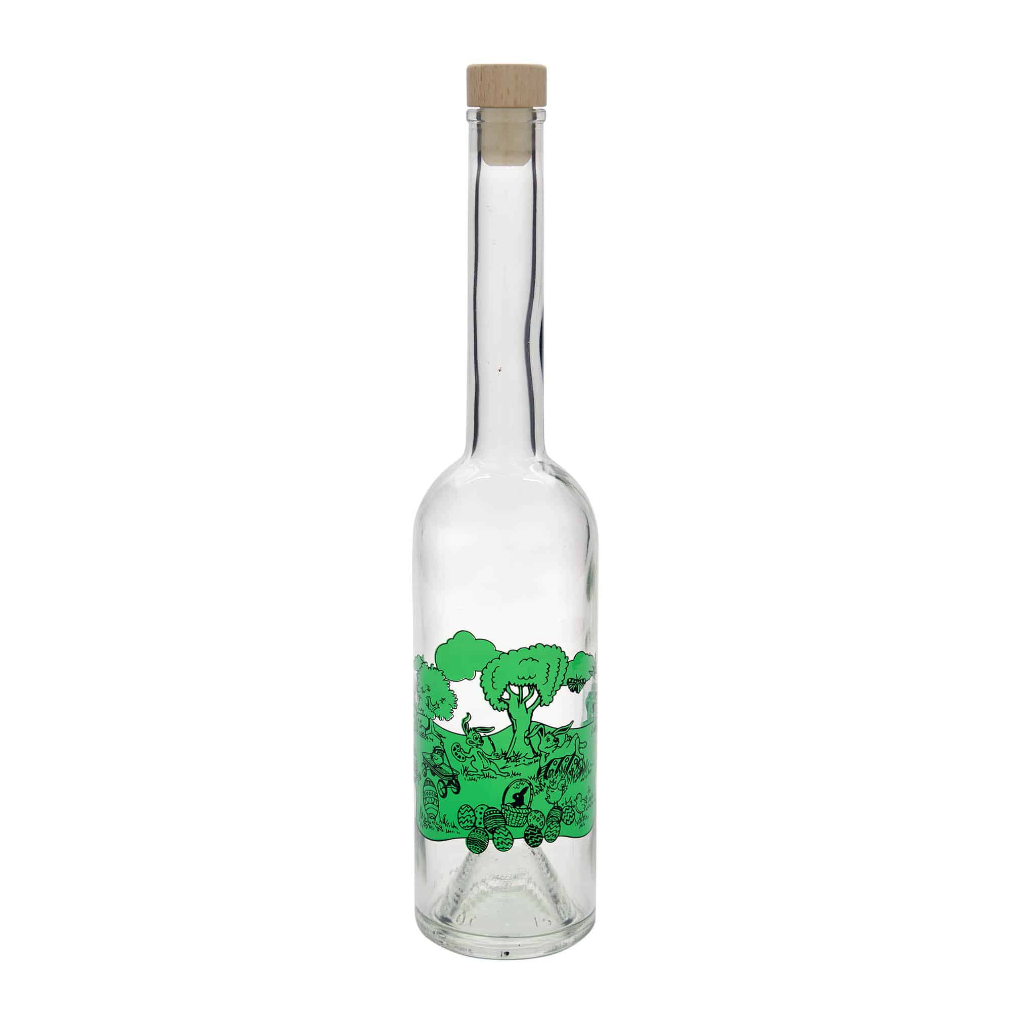 Botella de vidrio 'Opera' de 500 ml, motivo: Feliz Pascua, boca: corcho