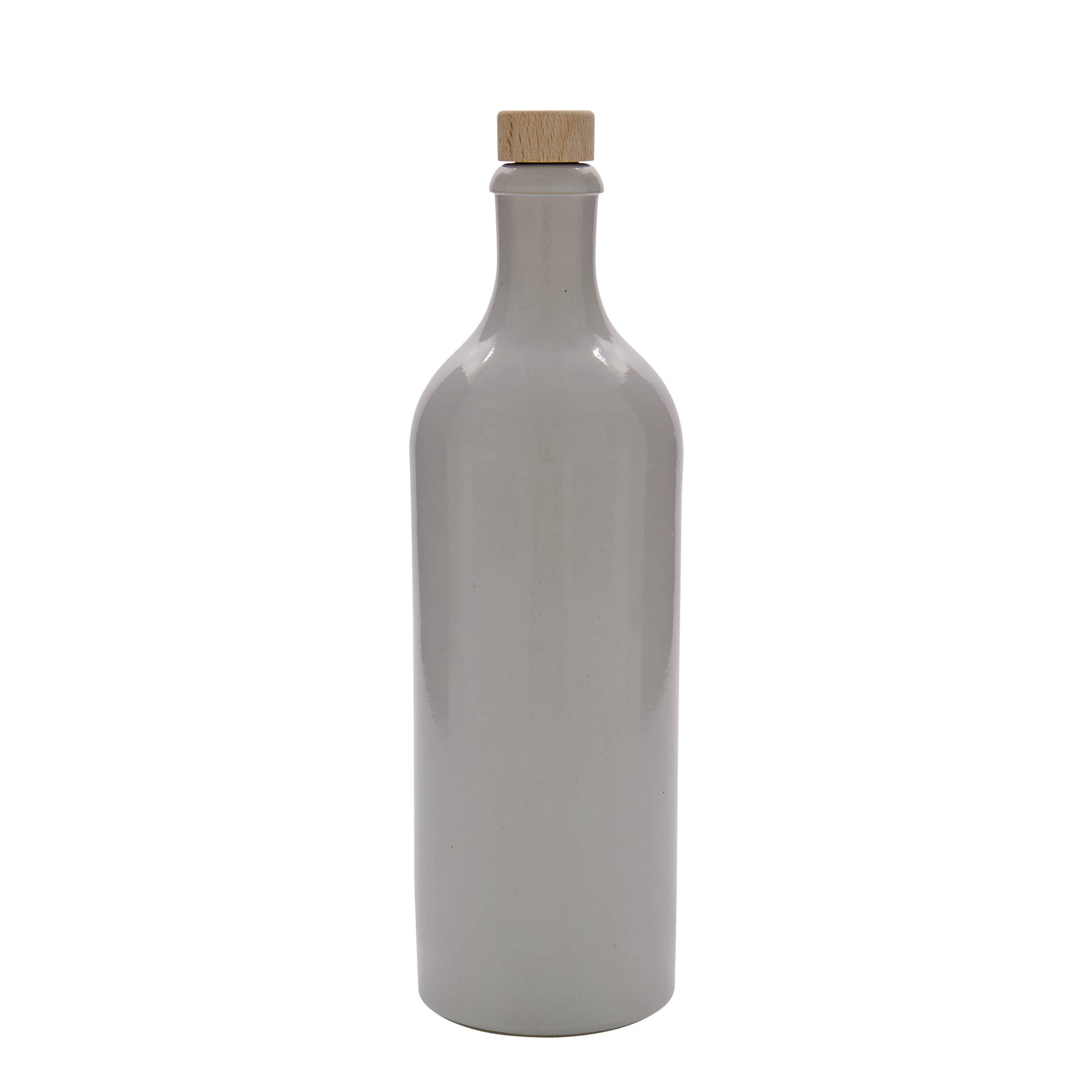 Jarra de barro de 750 ml, gres, blanca, boca: corcho Jarra de barro de 750 ml, gres, blanca, boca: corcho