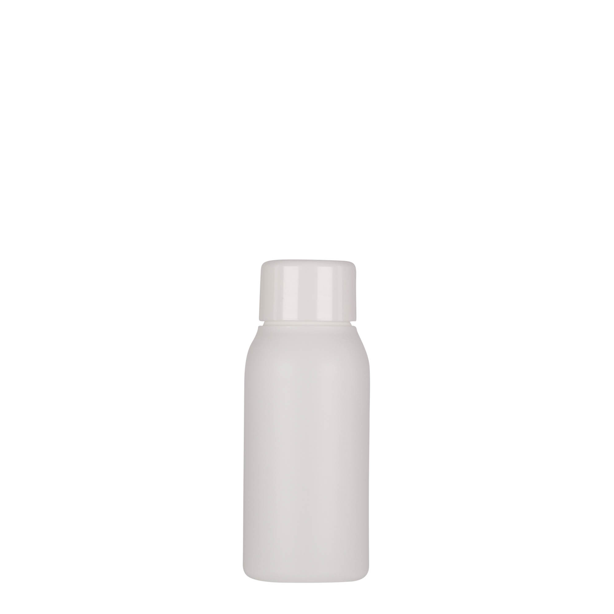 Botella de plástico de 50 ml 'Tuffy', HDPE, blanca, boca: 24/410 Botella de plástico de 50 ml 'Tuffy', HDPE, blanca, boca: 24/410
