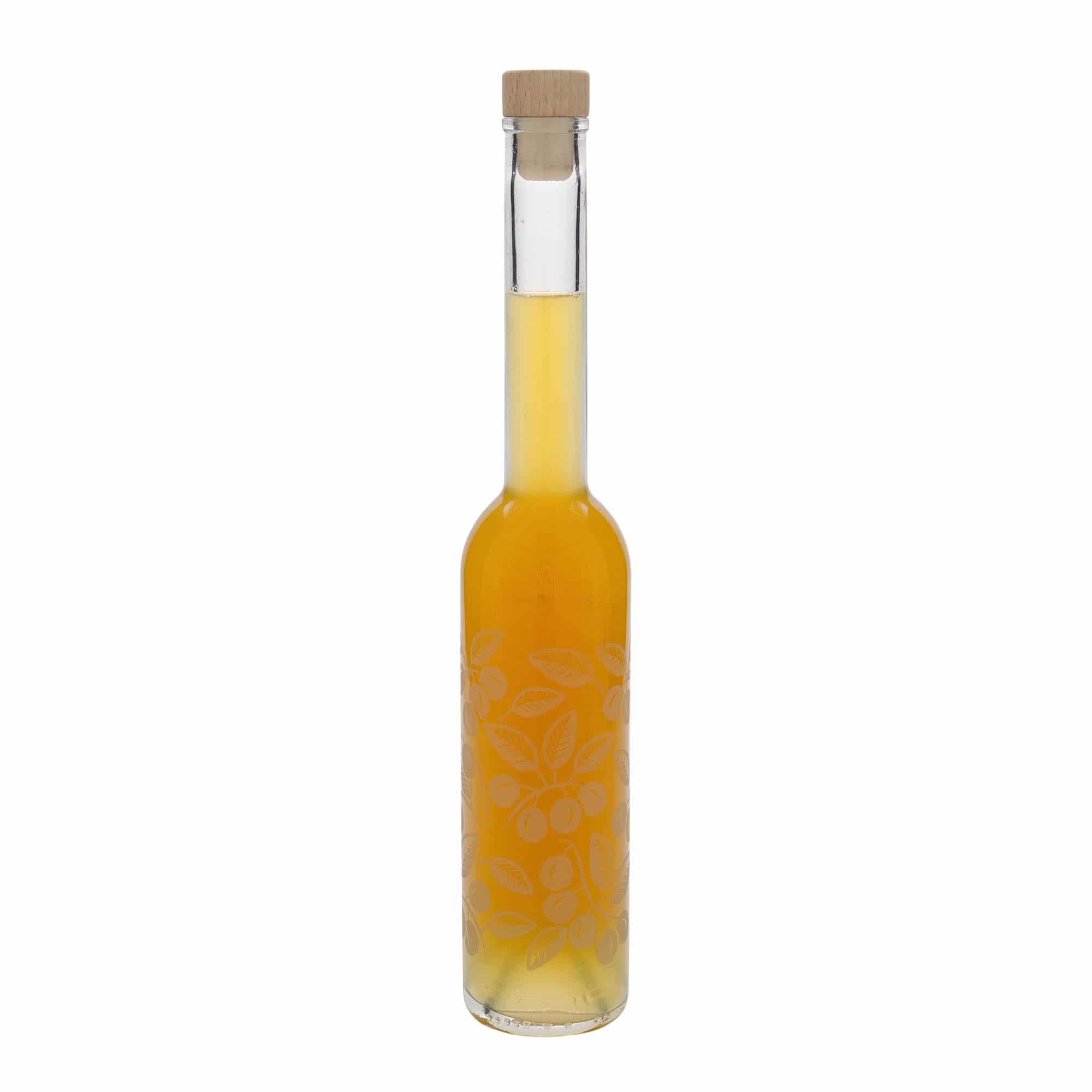 Botella de vidrio de 350 ml 'Opera', motivo: ciruelas mirabel, boca: corcho