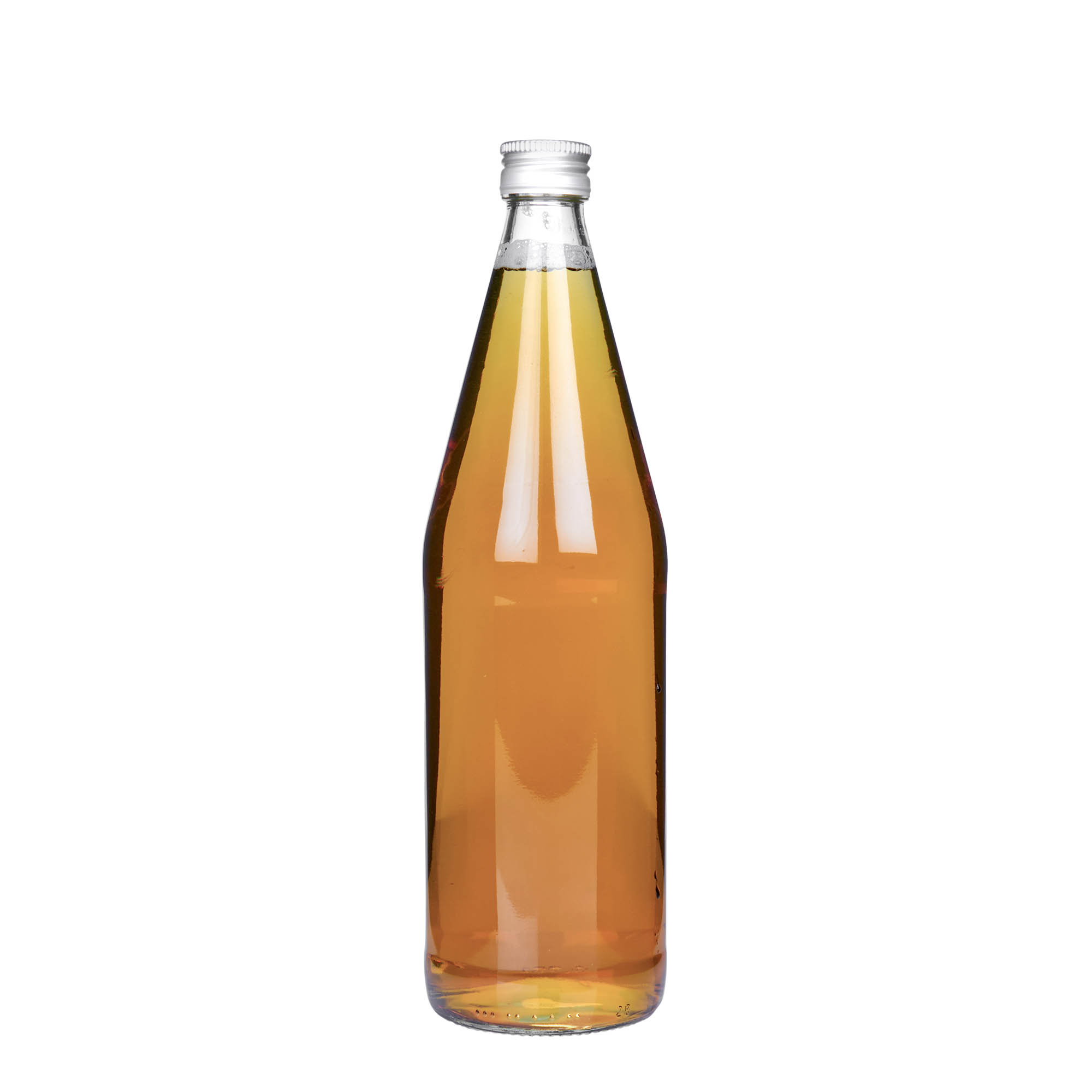 Botella universal de 750 ml con forma de zanahoria, vidrio, boca: PP 28 Botella universal de 750 ml con forma de zanahoria, vidrio, boca: PP 28