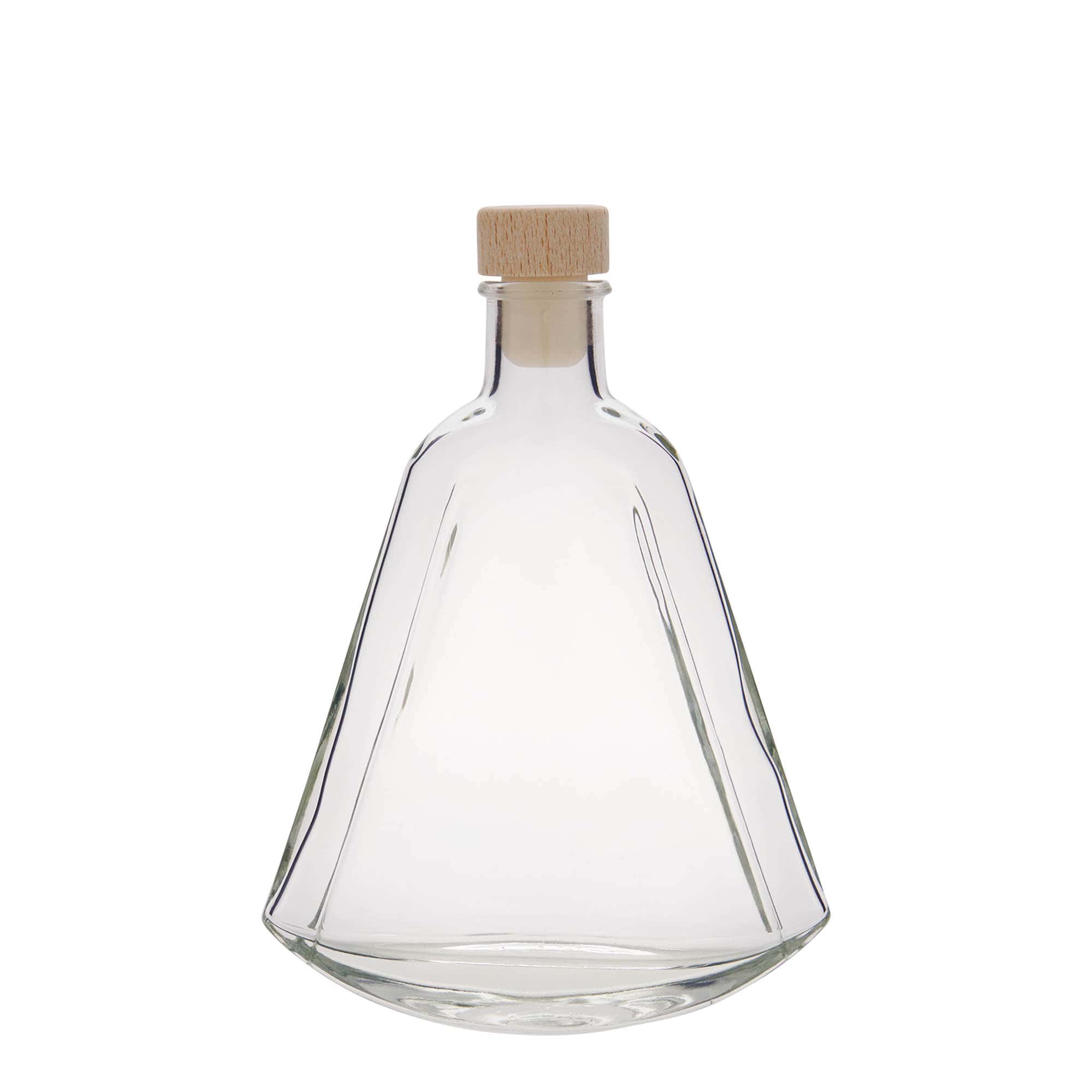 Botella de vidrio 'Maurizio' de 200 ml, ovalada, boca: corcho