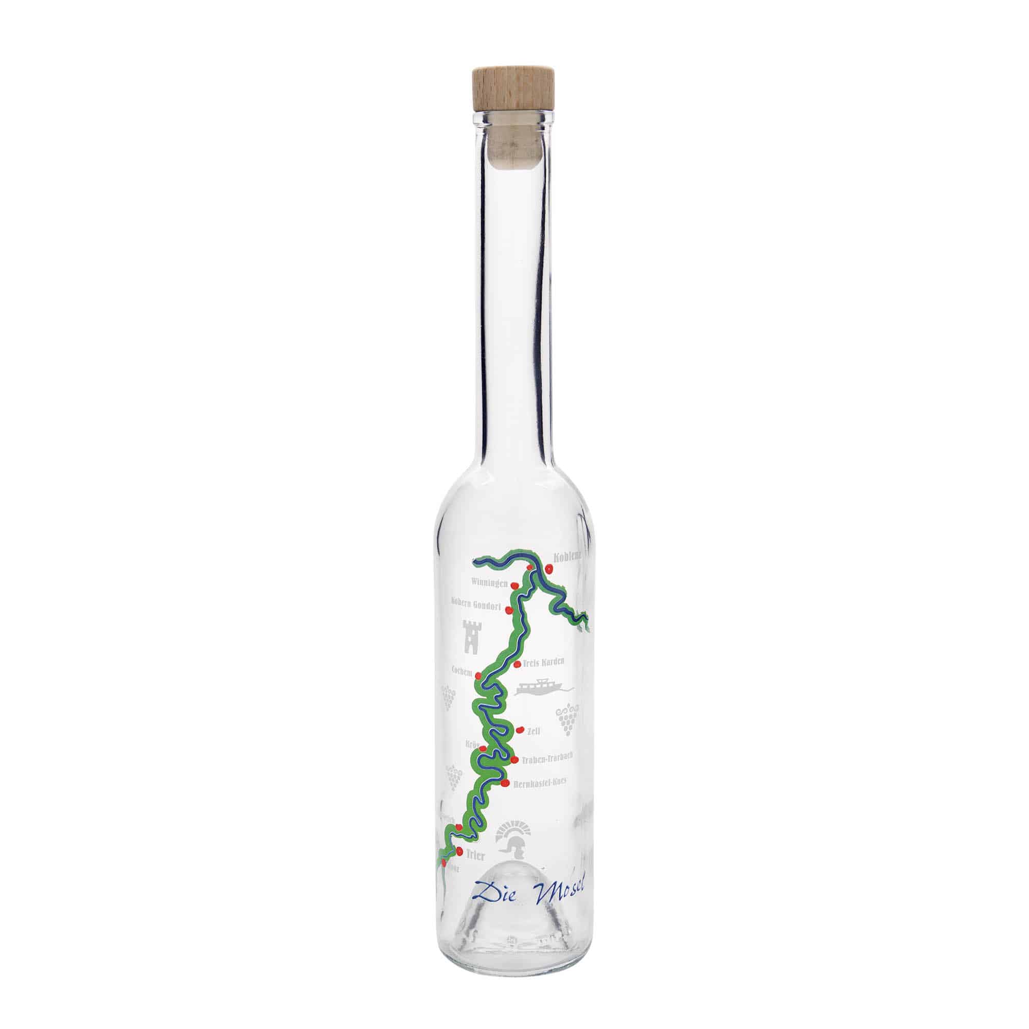 Botella de vidrio 'Opera' de 350 ml, motivo: Mosela, boca: corcho