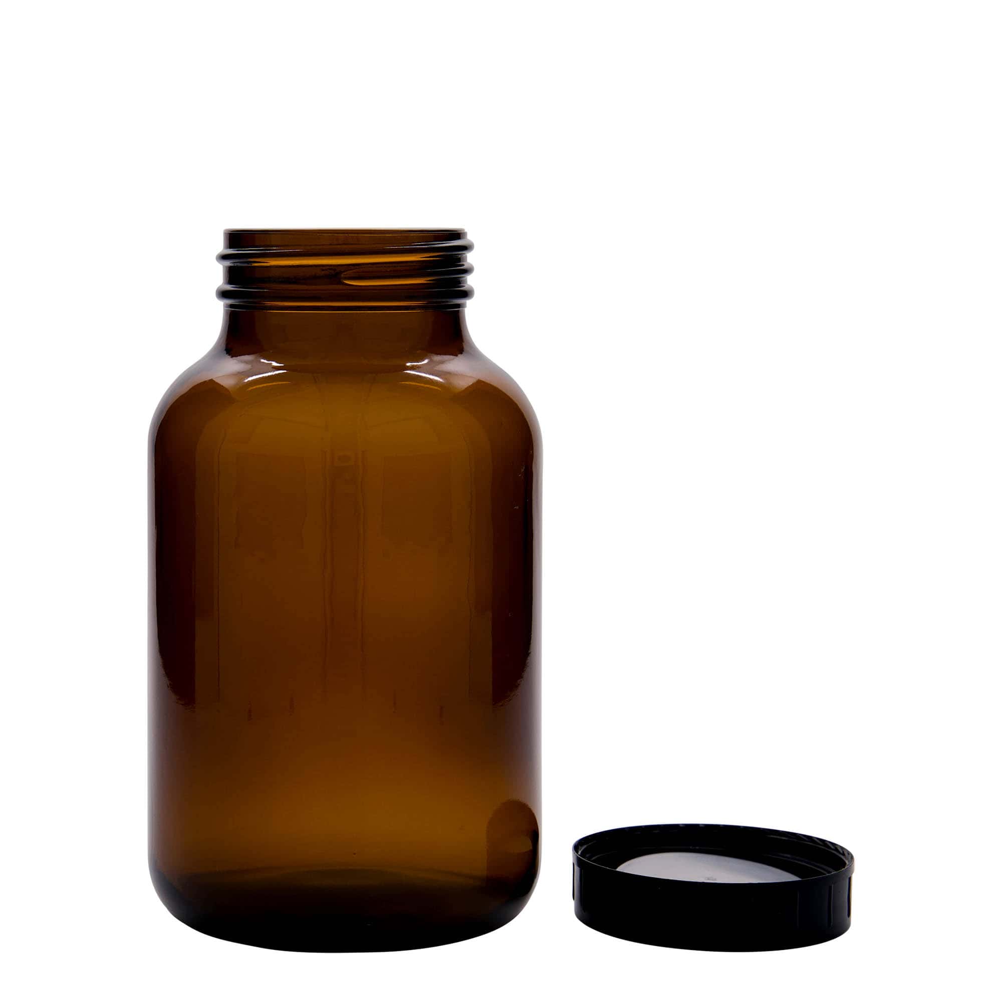 Tarro de boca ancha de 1000 ml, marrón, boca: DIN 68