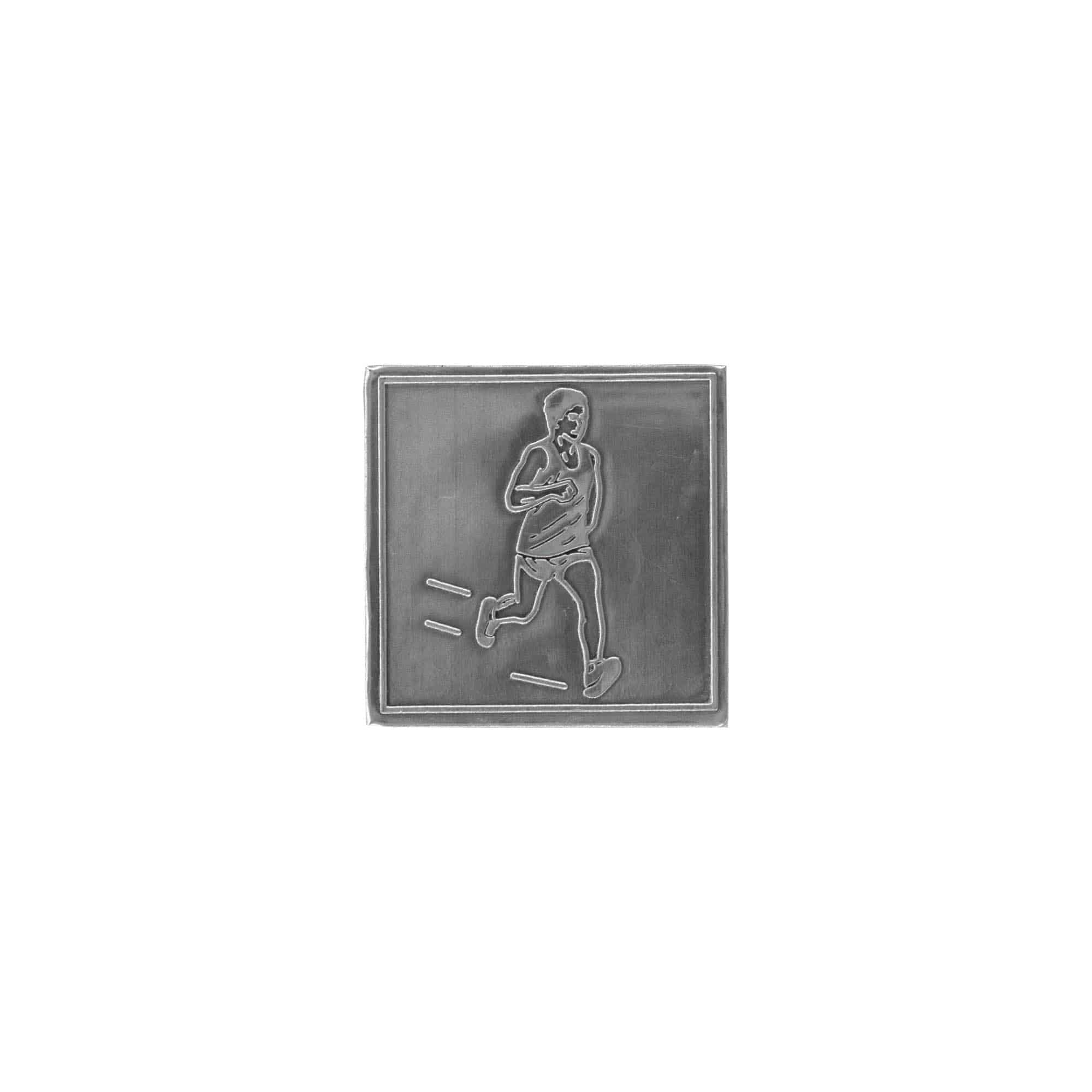 Etiqueta de estaño 'Jogger', cuadrada, metal, plateado
