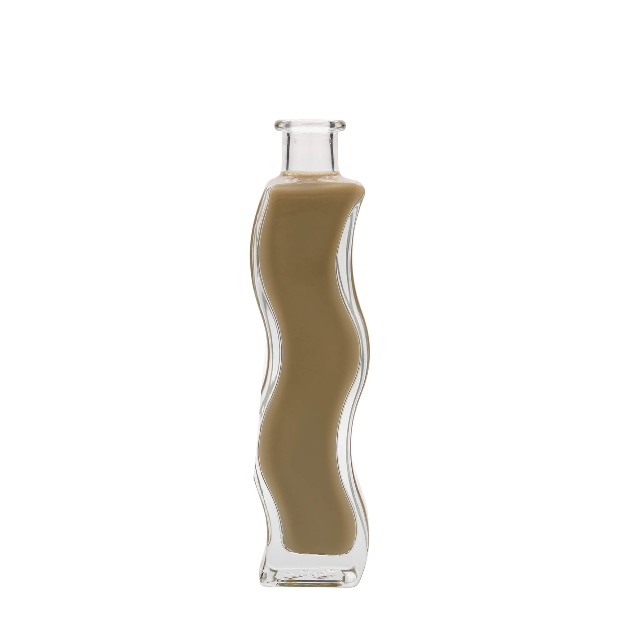 Botella de vidrio de 200 ml 'Ola', cuadrada, boca: corcho