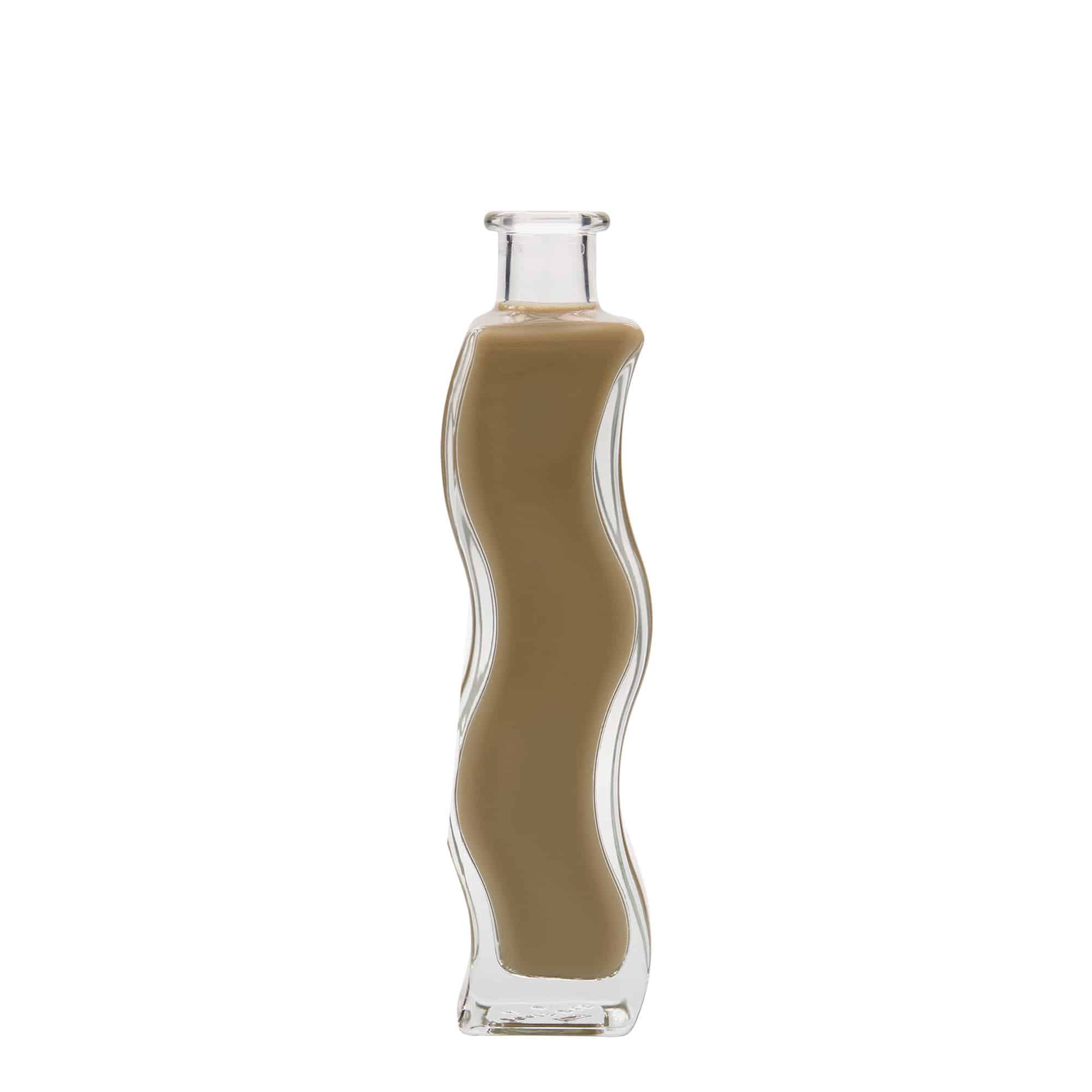 Botella de vidrio de 200 ml 'Ola', cuadrada, boca: corcho