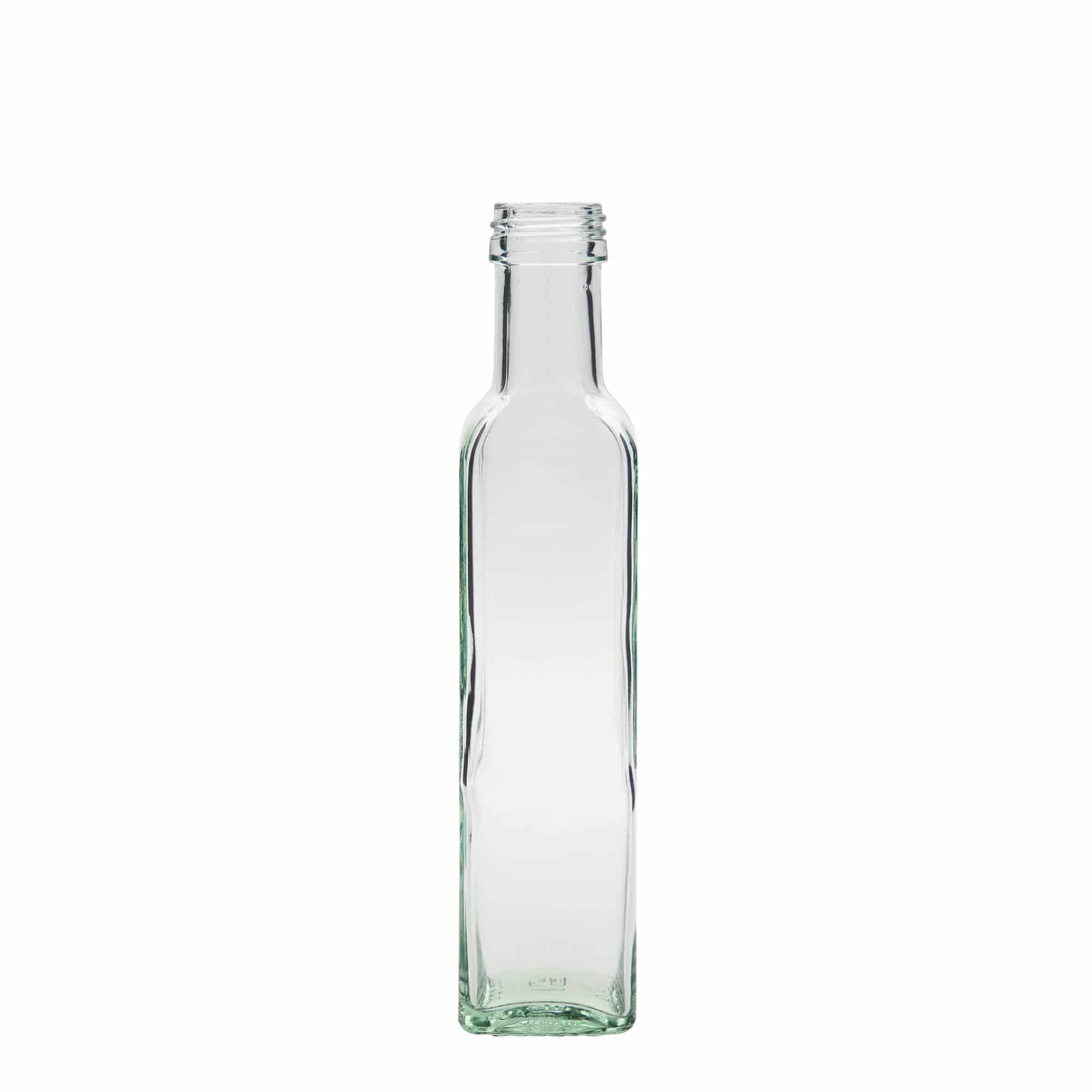 Botella de vidrio de 250 ml «Marasca», cuadrada, boca: PP 31,5