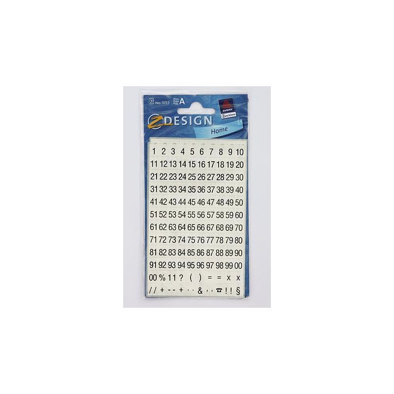 Pegatinas Zweckform 'Números 1-99', plástico, negro