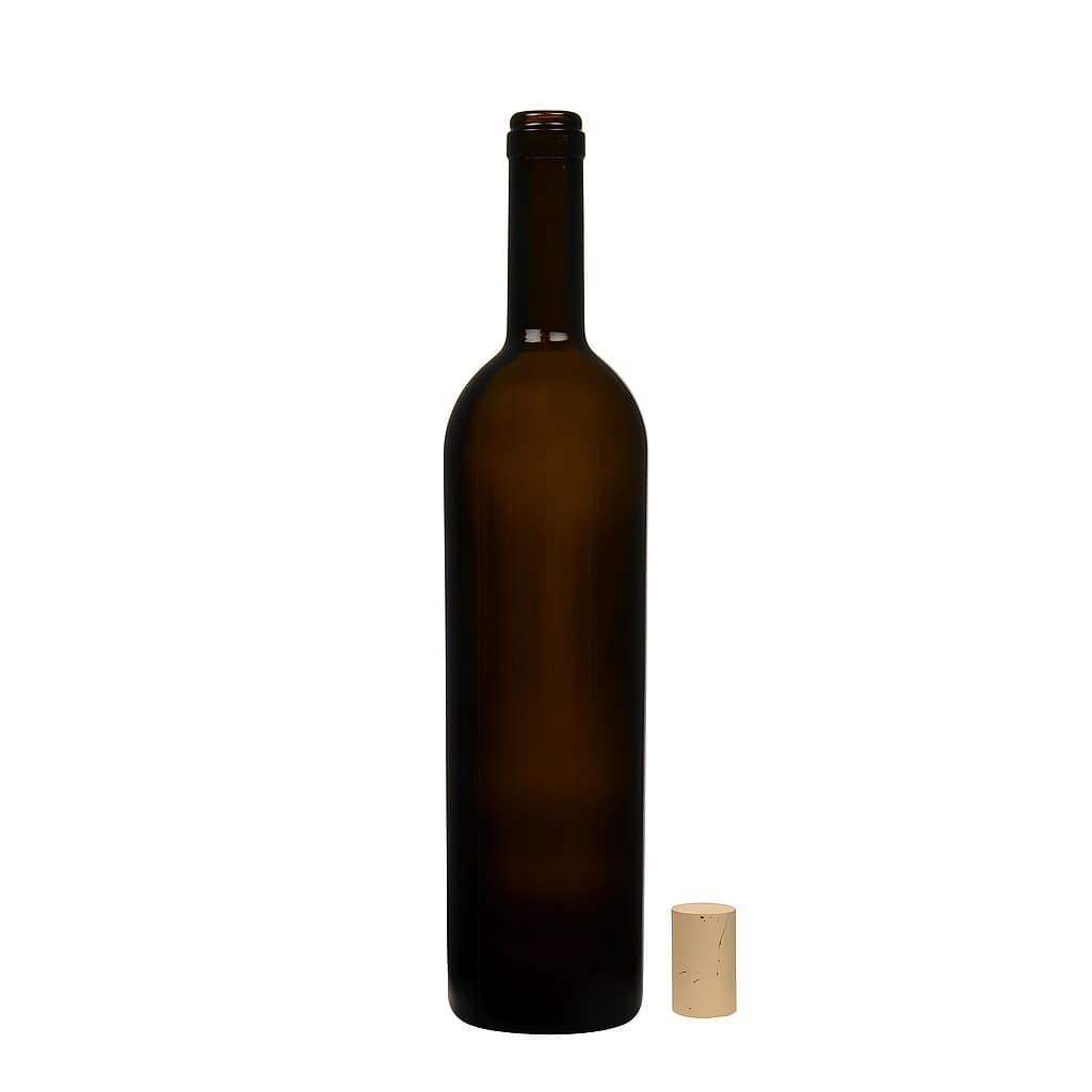 Botella de vino de 750 ml 'Liberty', verde antiguo, boca: corcho