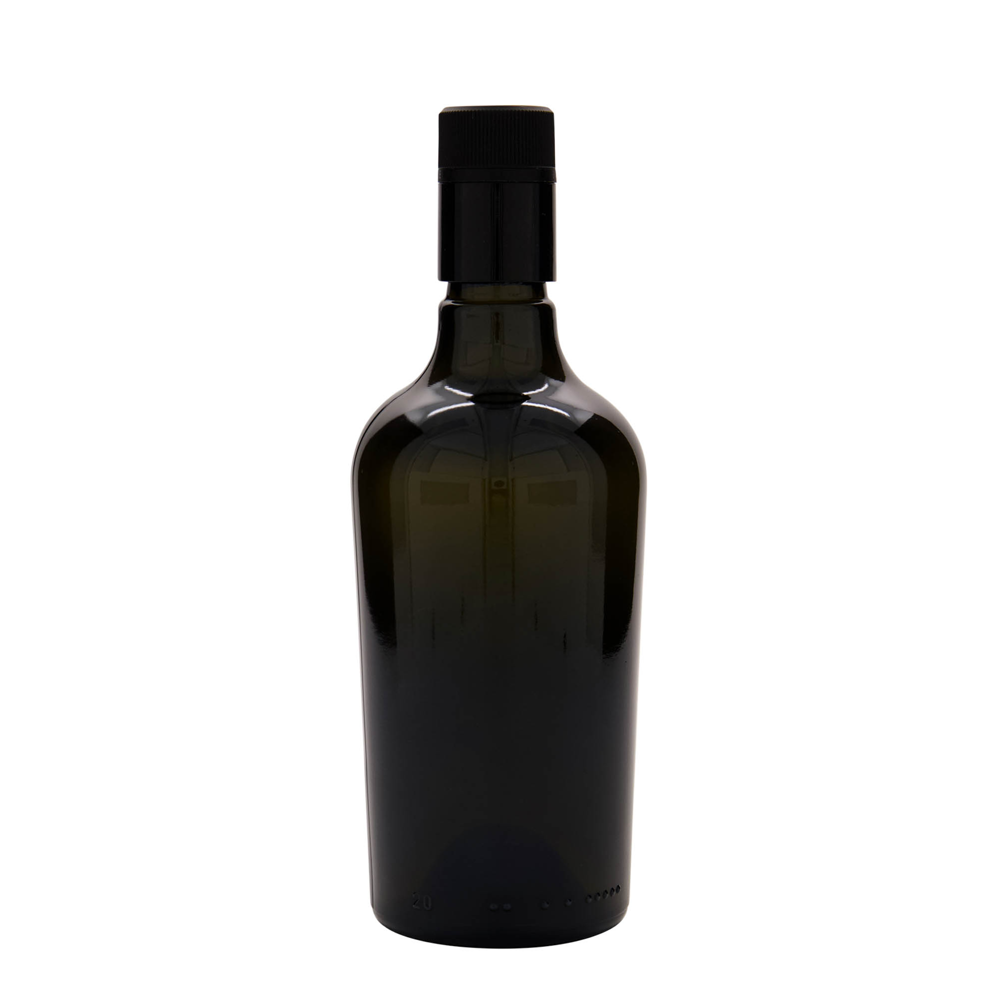Botella de vinagre/aceite 'Oleum' de 500 ml, vidrio, verde antiguo, boca: DOP