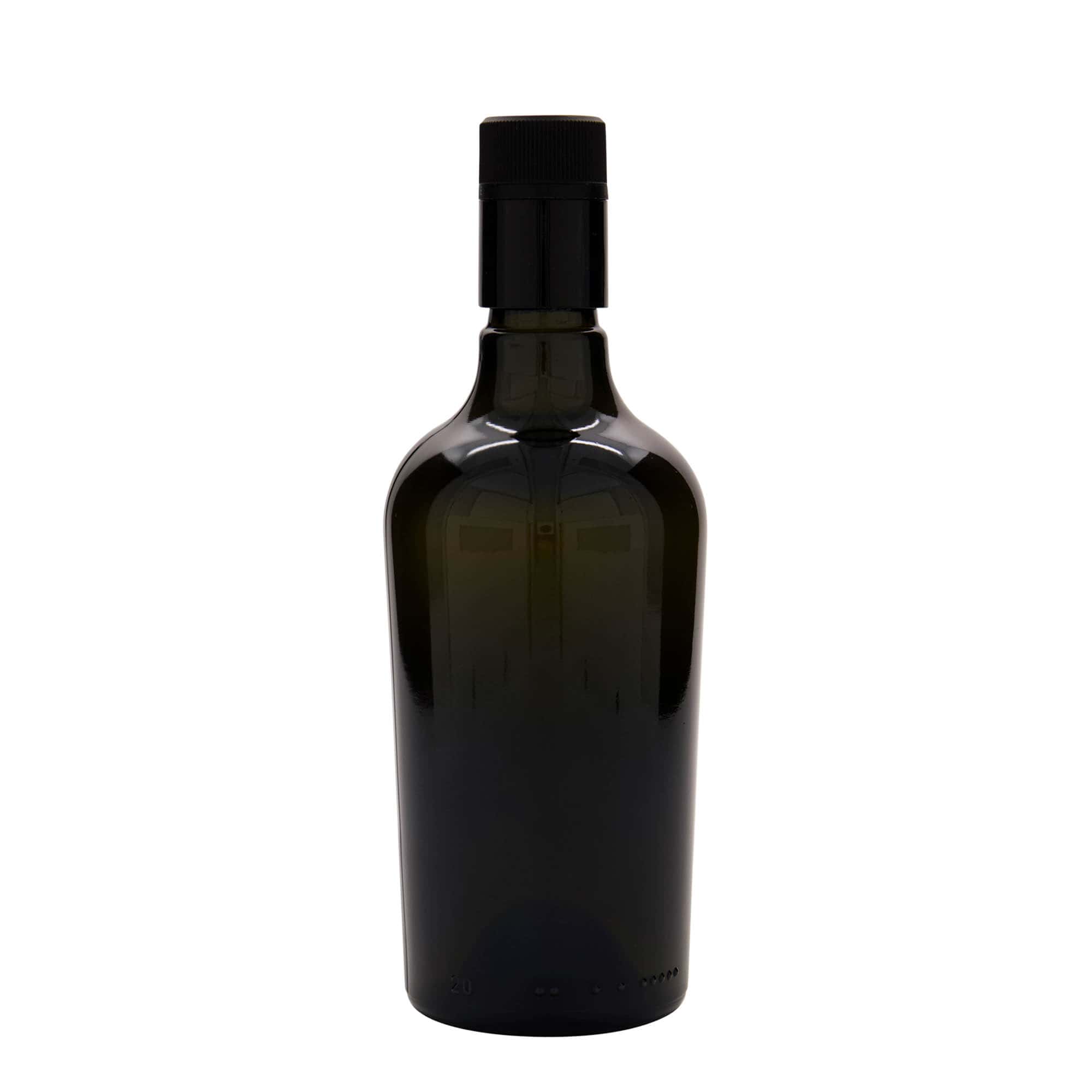 Botella de vinagre/aceite 'Oleum' de 500 ml, vidrio, verde antiguo, boca: DOP