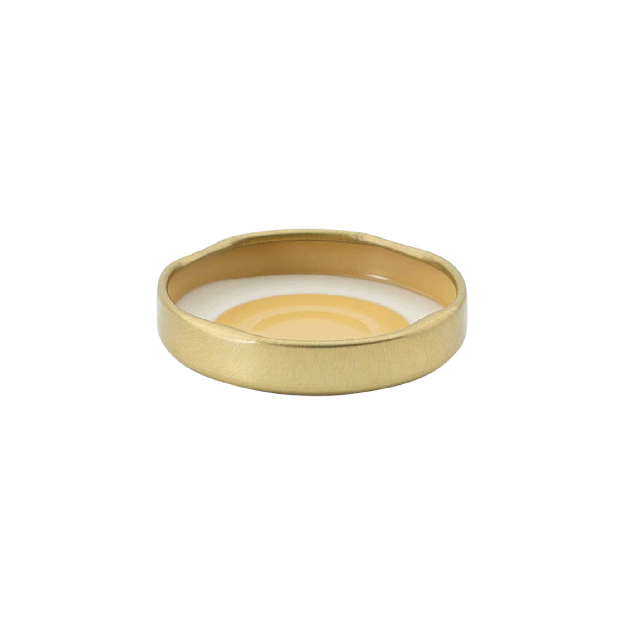 Tapa Twist-Off, hojalata, esterilizable, dorada, para boca: TO 43