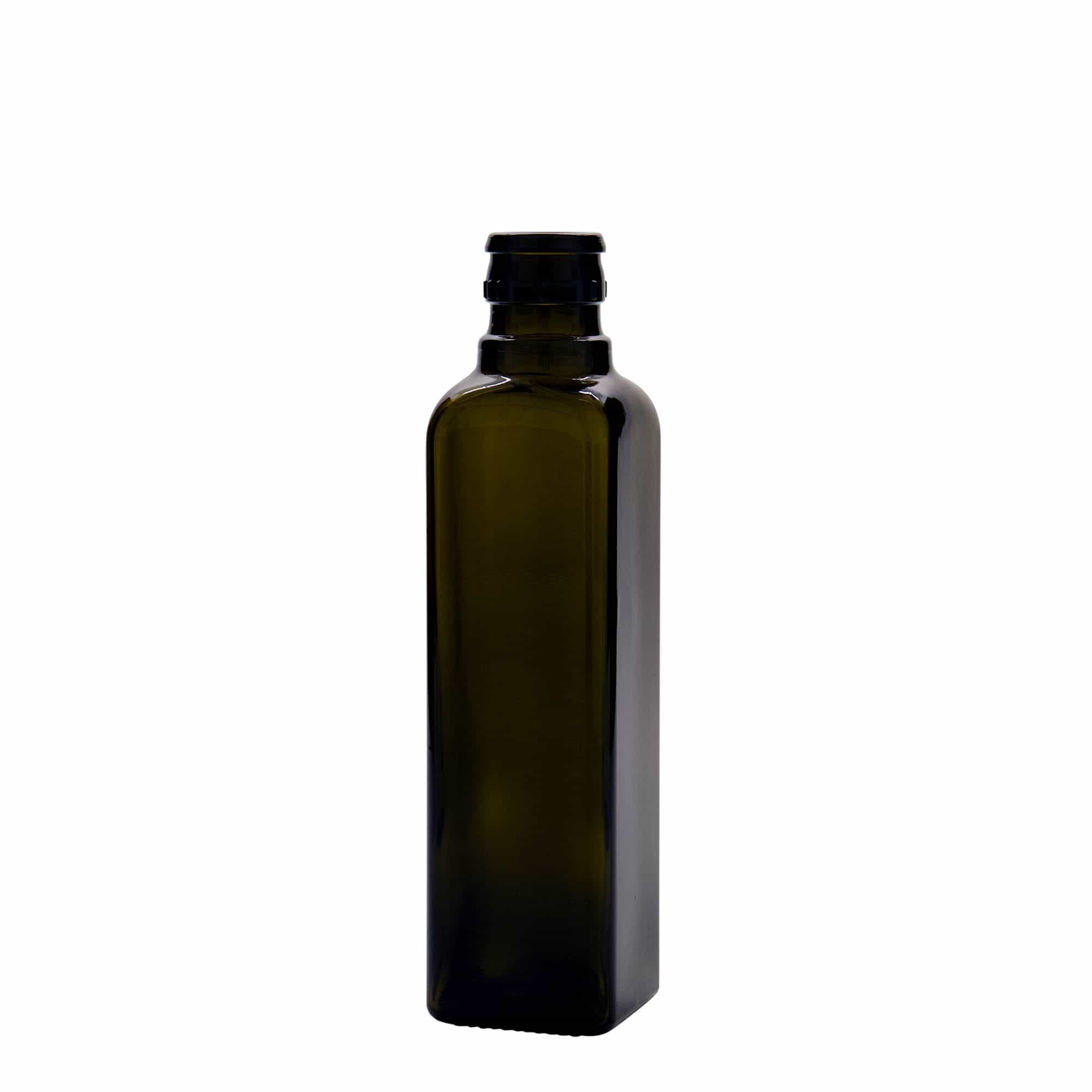 Aceitera/vinagrera 'Quadra' de 250 ml, vidrio, cuadrada, verde antiguo, boca: DOP