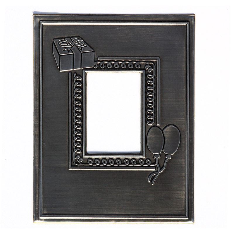 Etiqueta de estaño 'Foto', rectangular, metal, plateado