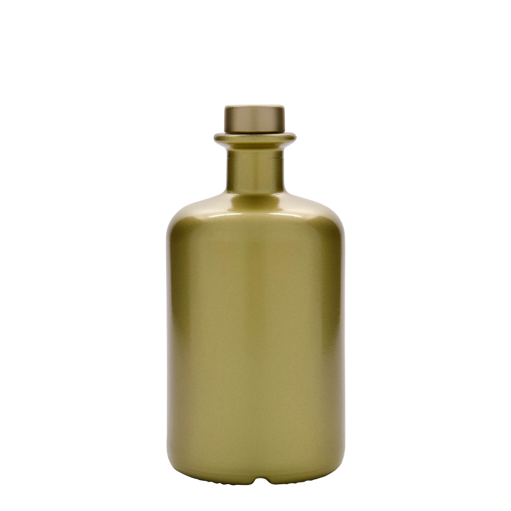 Botella de vidrio de 500 ml para farmacéutico, dorada, boca: corcho