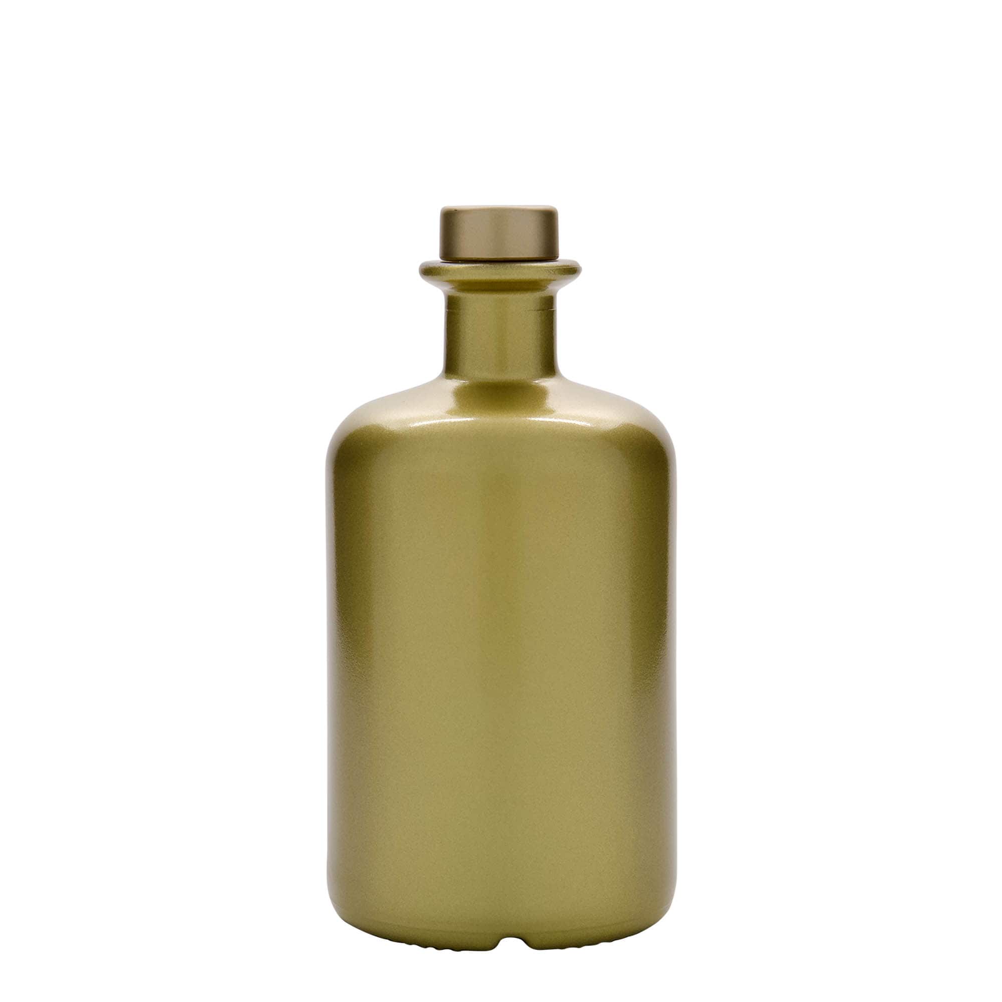 Botella de vidrio de 500 ml para farmacéutico, dorada, boca: corcho