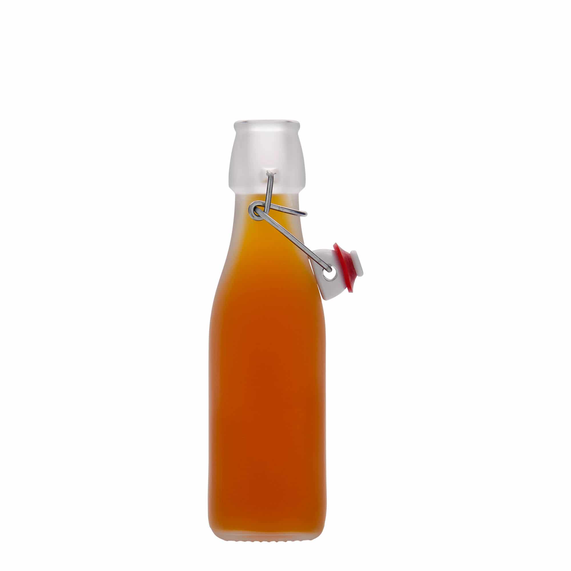 Botella de vidrio de 250 ml 'Swing, cuadrada, blanca, boca: cierre de palanca'